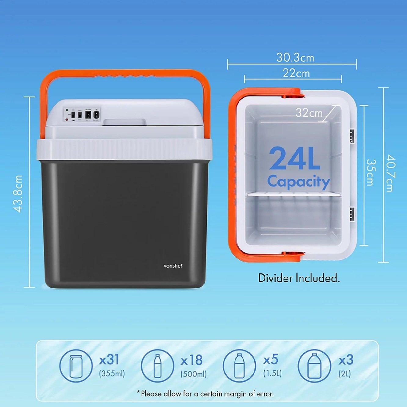 Grey - VonHaus - 24L Electric Cool Box - 8