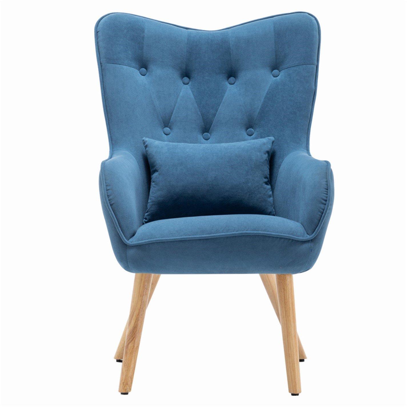 Blue - Kabinet UK - Accent Upholstered Armchair with Footstool Blue - 4