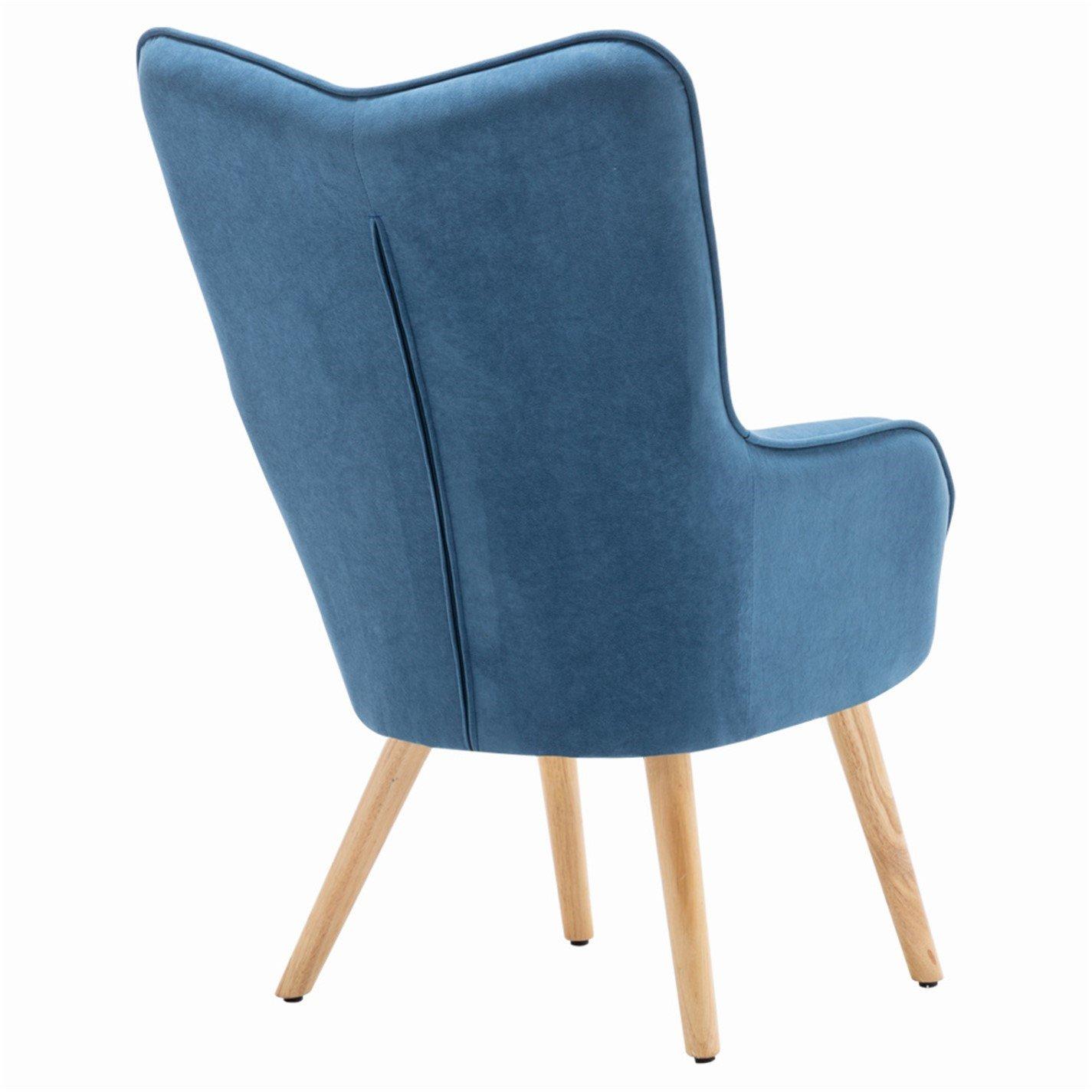 Blue - Kabinet UK - Accent Upholstered Armchair with Footstool Blue - 5