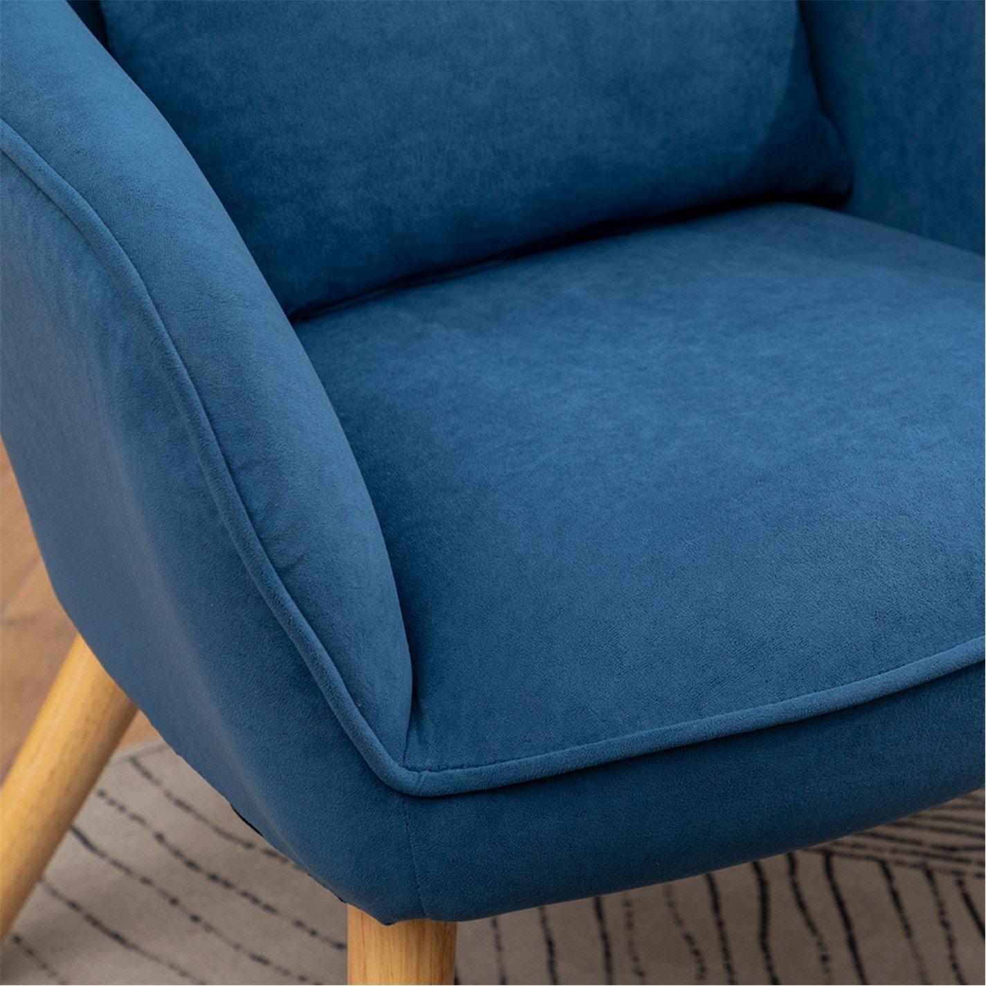 Blue - Kabinet UK - Accent Upholstered Armchair with Footstool Blue - 6