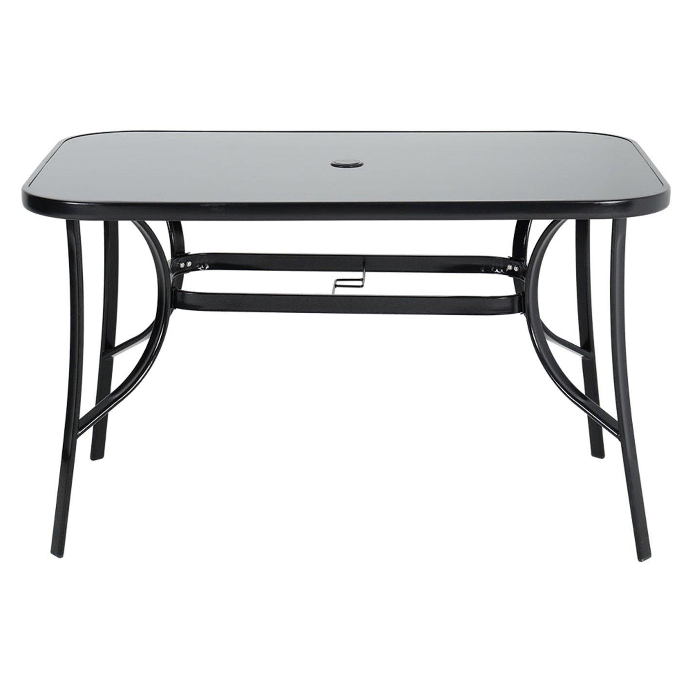 Black - Breeins - 1.5m Rectangle Garden Table with 6 Folding Chairs - 2