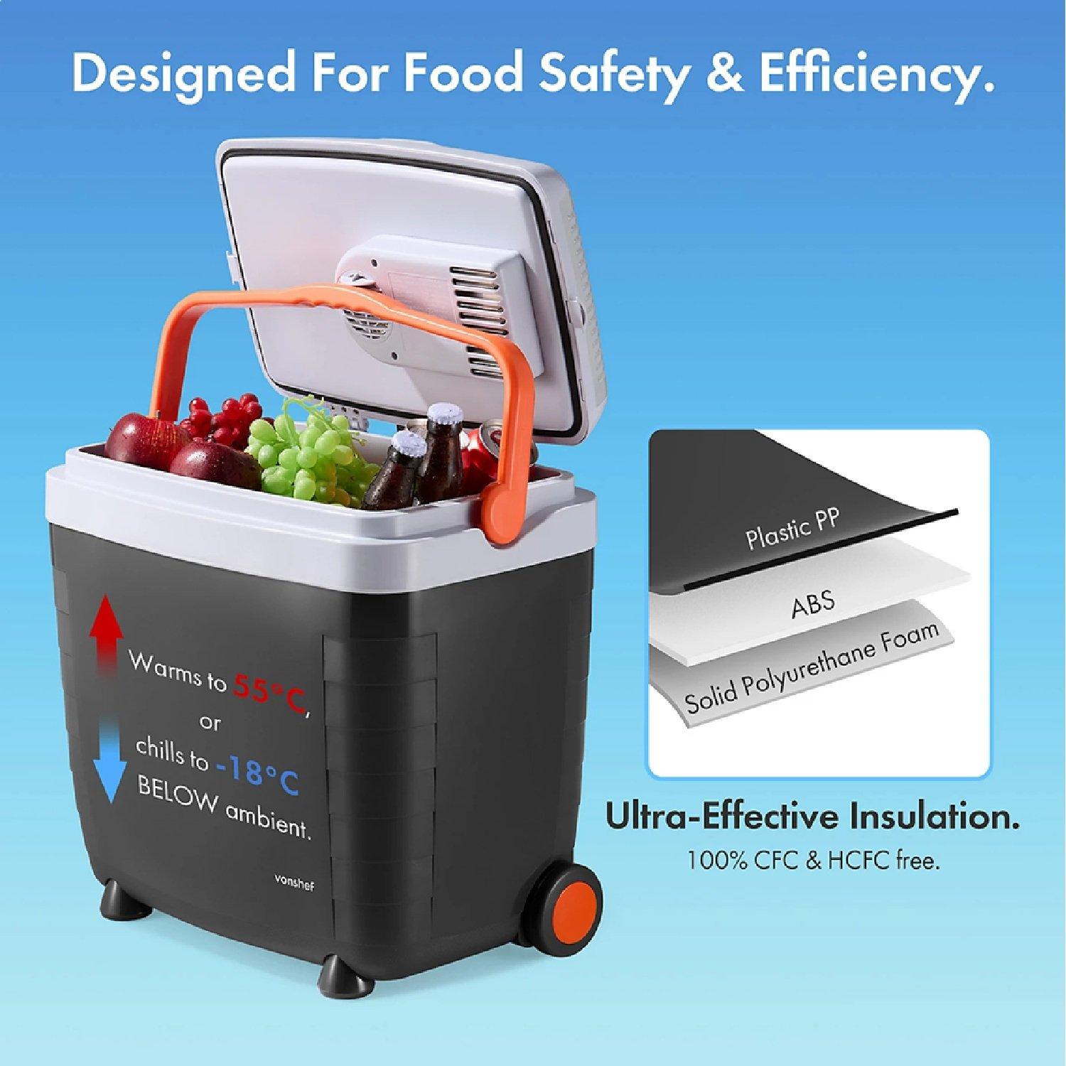 Grey - VonHaus - 28L Electric Cool Box on Wheels - 2