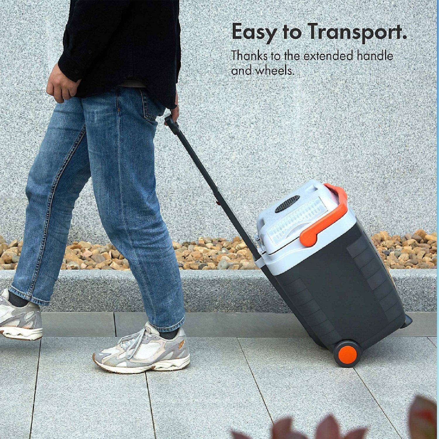 Grey - VonHaus - 28L Electric Cool Box on Wheels - 4