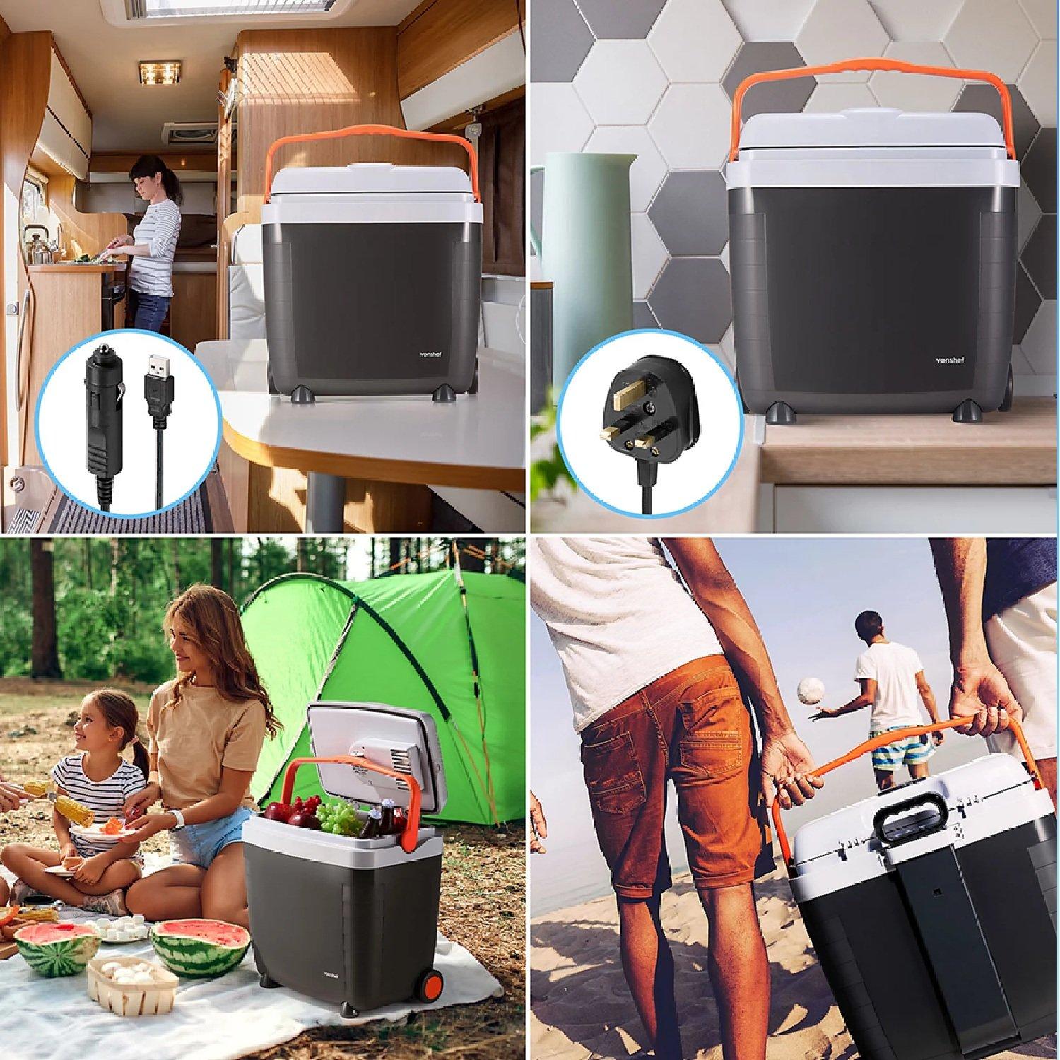 Grey - VonHaus - 28L Electric Cool Box on Wheels - 6