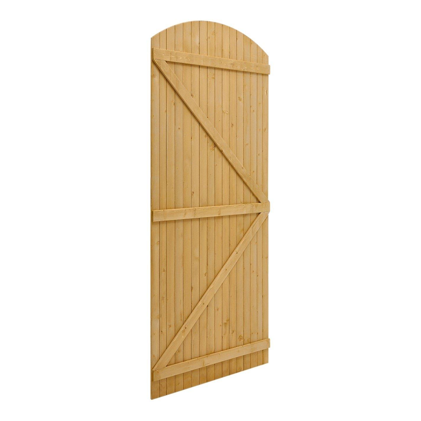 Brown - Breeins - 210cm H Braced Arch Top Pine Wooden Garden Gate - 2