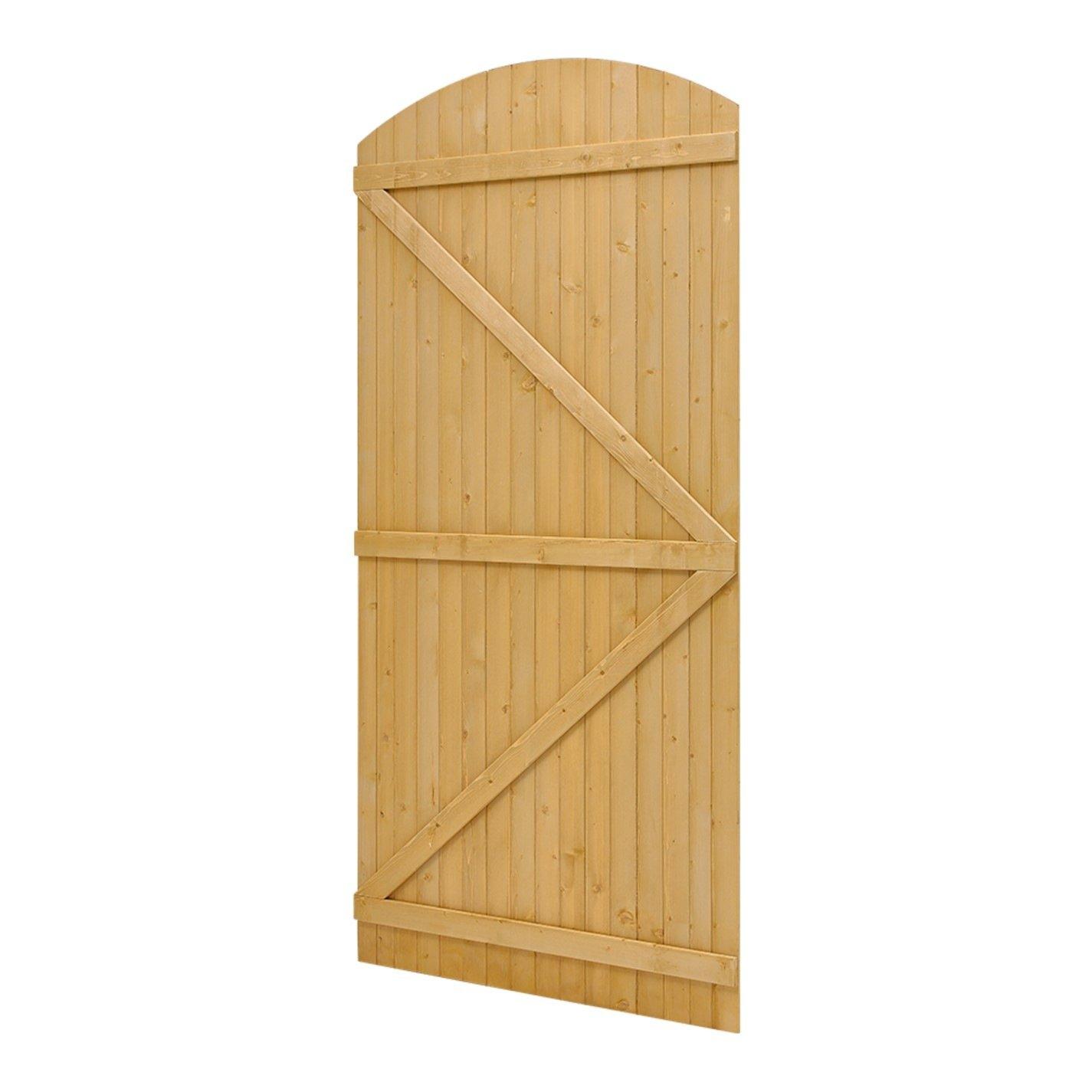 Brown - Breeins - 210cm H Braced Arch Top Pine Wooden Garden Gate - 4