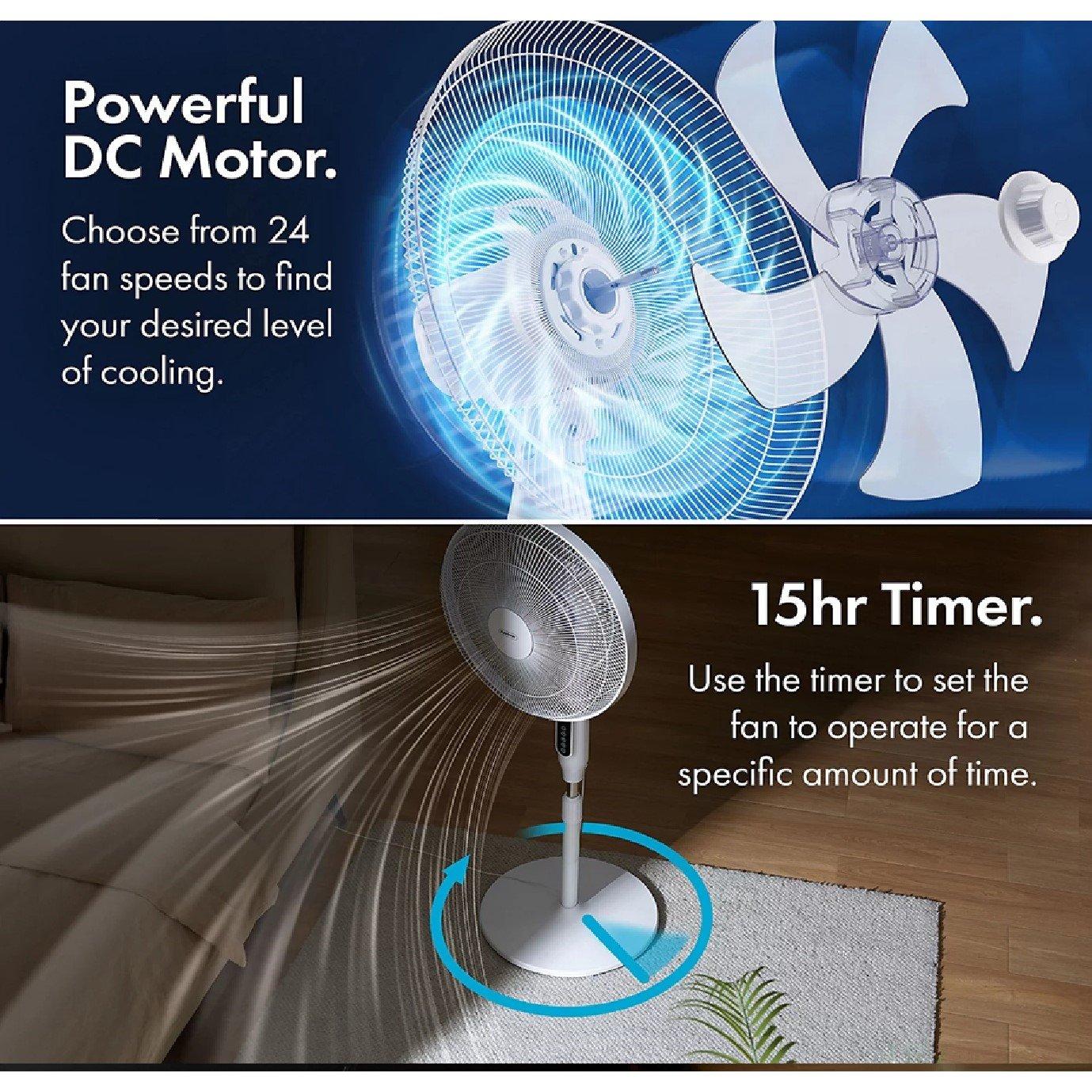 White - VonHaus - 16-inch Pedestal Fan - White - 3