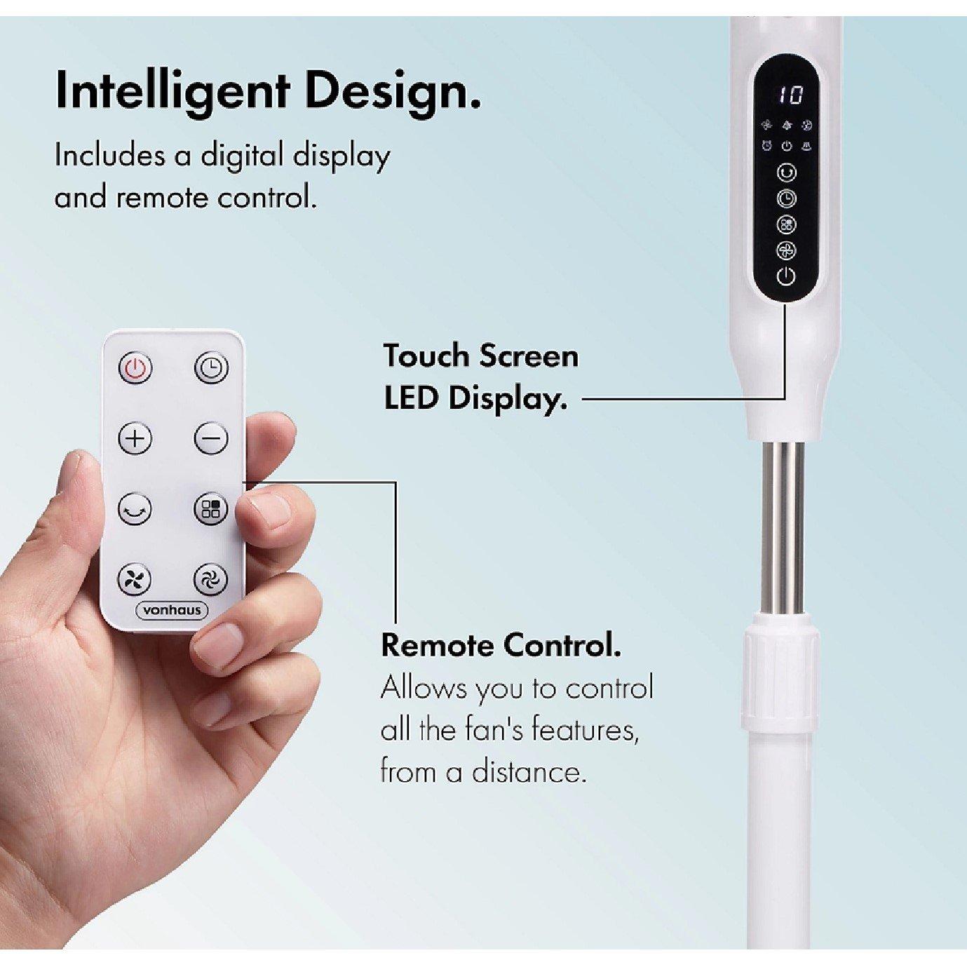 White - VonHaus - 16-inch Pedestal Fan - White - 4