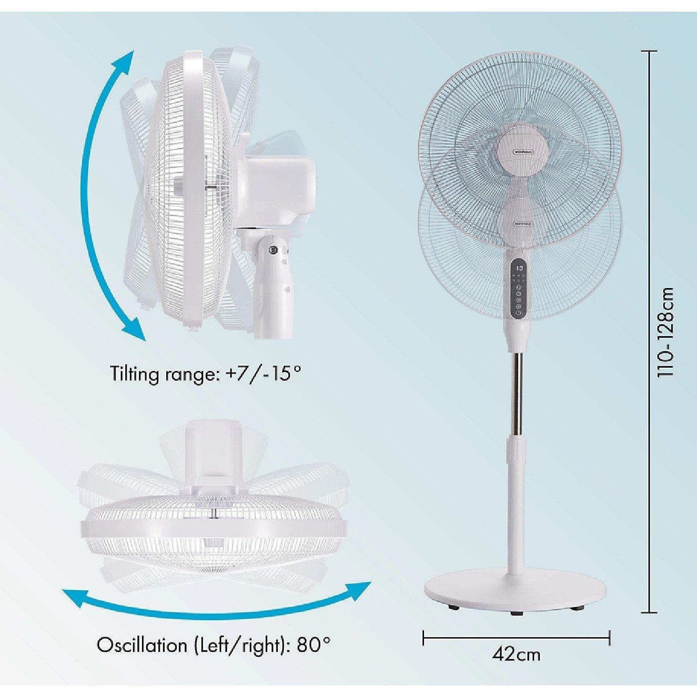 White - VonHaus - 16-inch Pedestal Fan - White - 6