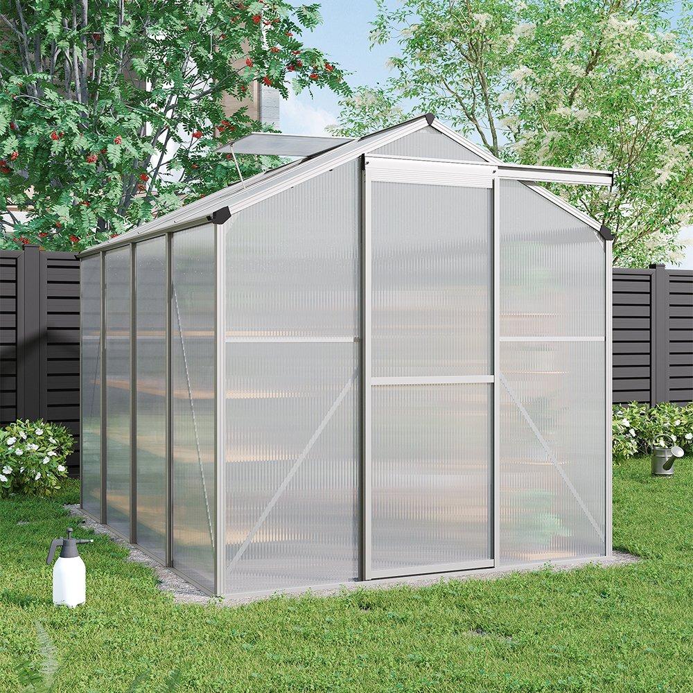 White - Breeins - Outdoor 6x8Fts Aluminium Greenhouse With No Base - 2