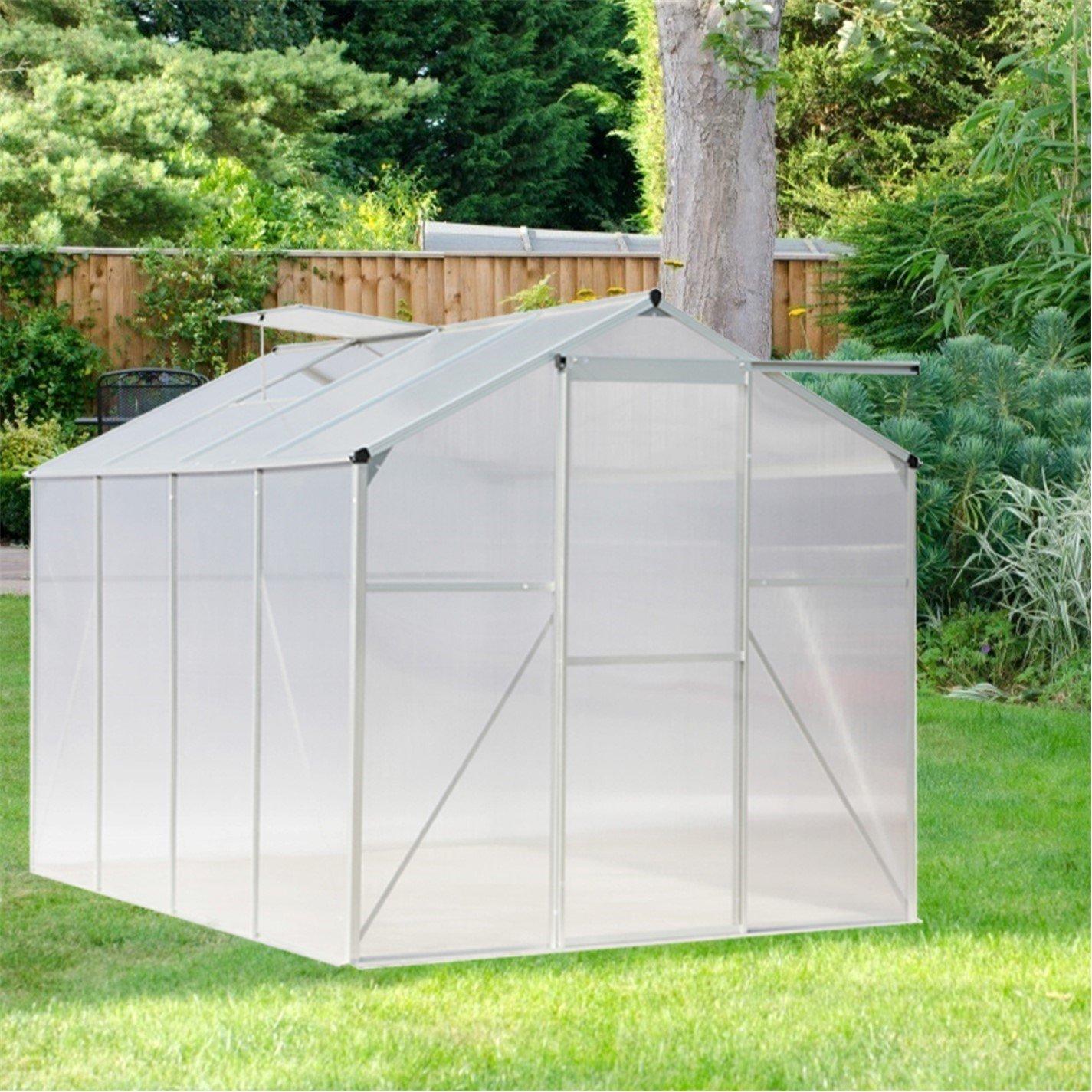 White - Breeins - Outdoor 6x8Fts Aluminium Greenhouse With No Base - 6