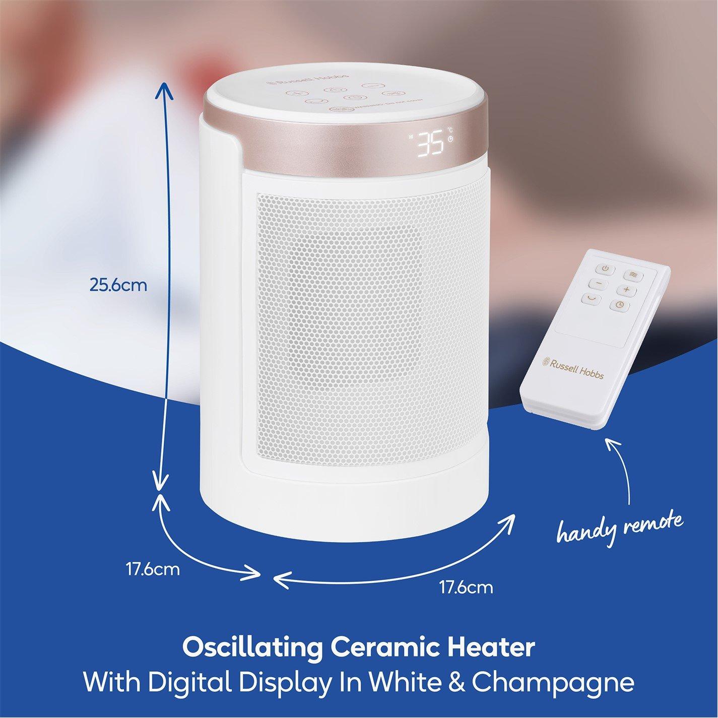 White And Champ - Russell Hobbs - RHCH2002WCHAMP 1500W Oscillating Ceramic Heater - 2