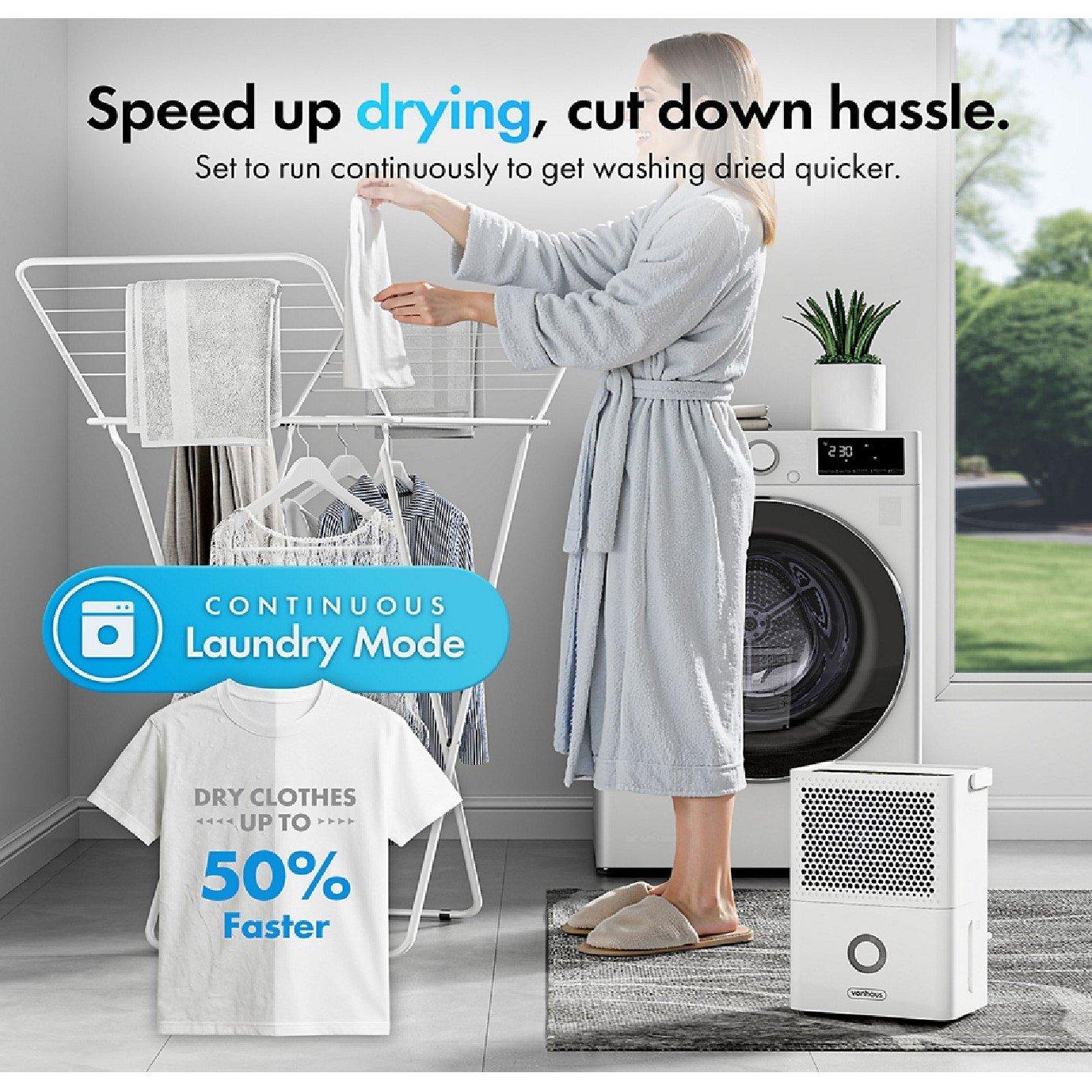 White - VonHaus - 6L Mini Dehumidifier With Laundry Mode - 2