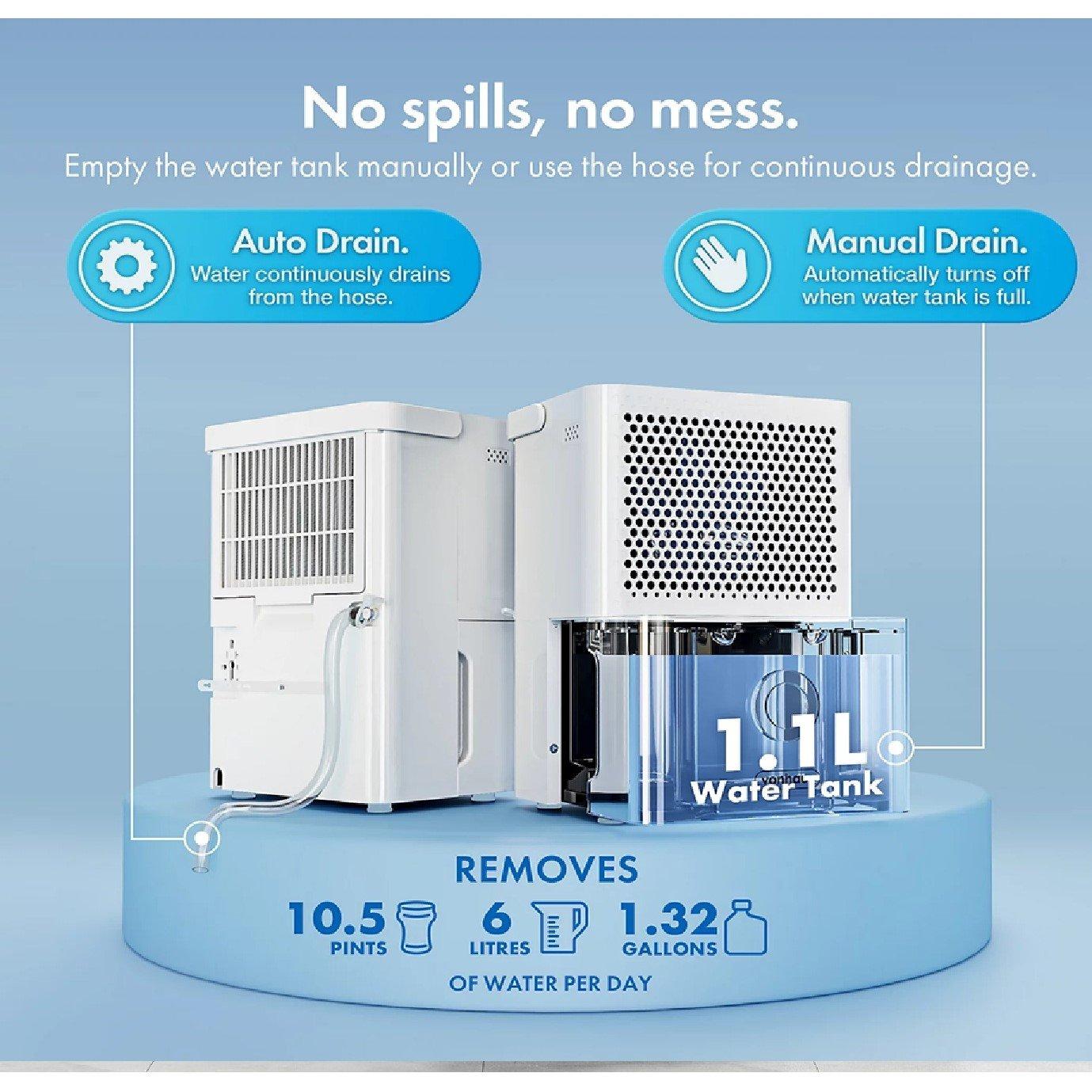 White - VonHaus - 6L Mini Dehumidifier With Laundry Mode - 3