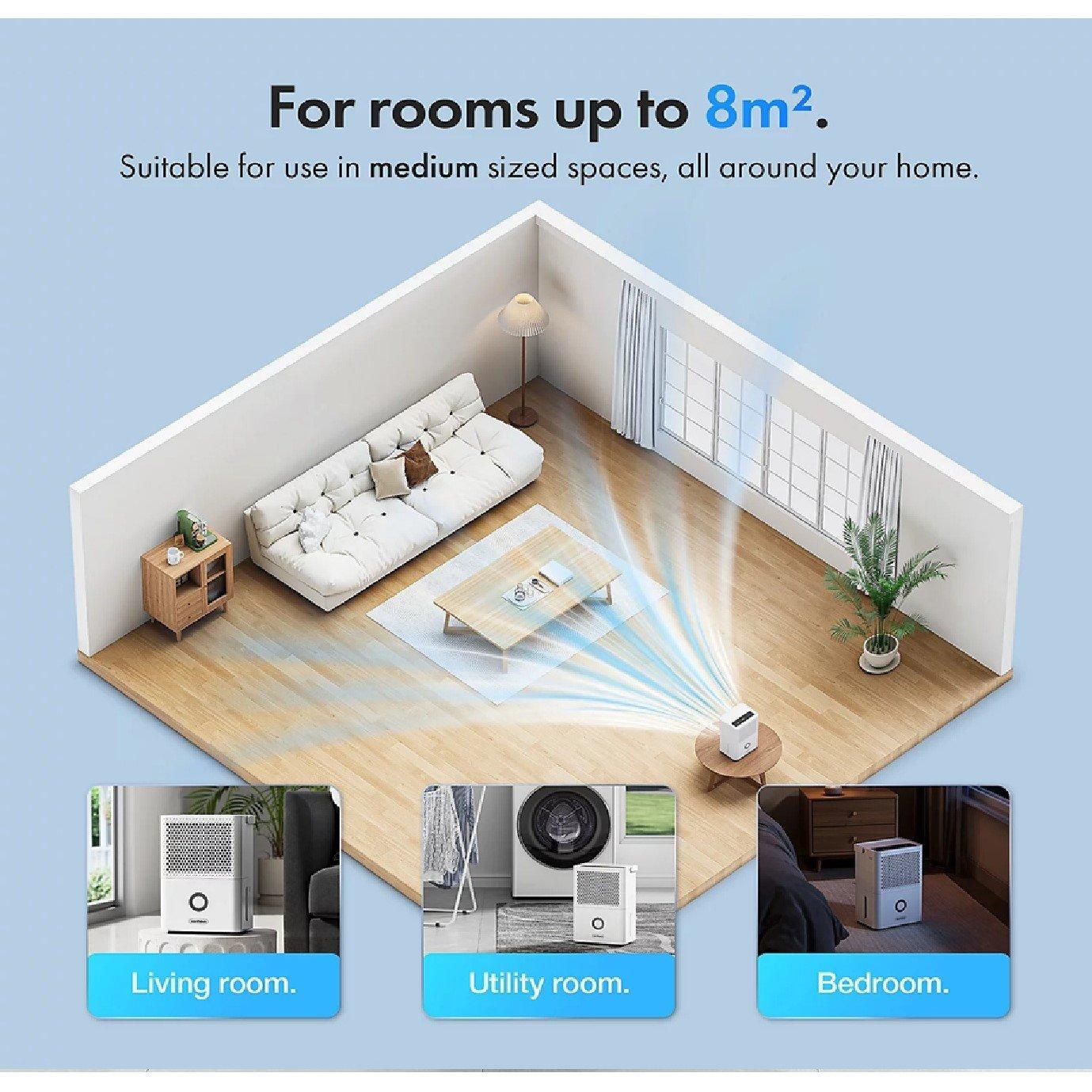 White - VonHaus - 6L Mini Dehumidifier With Laundry Mode - 4