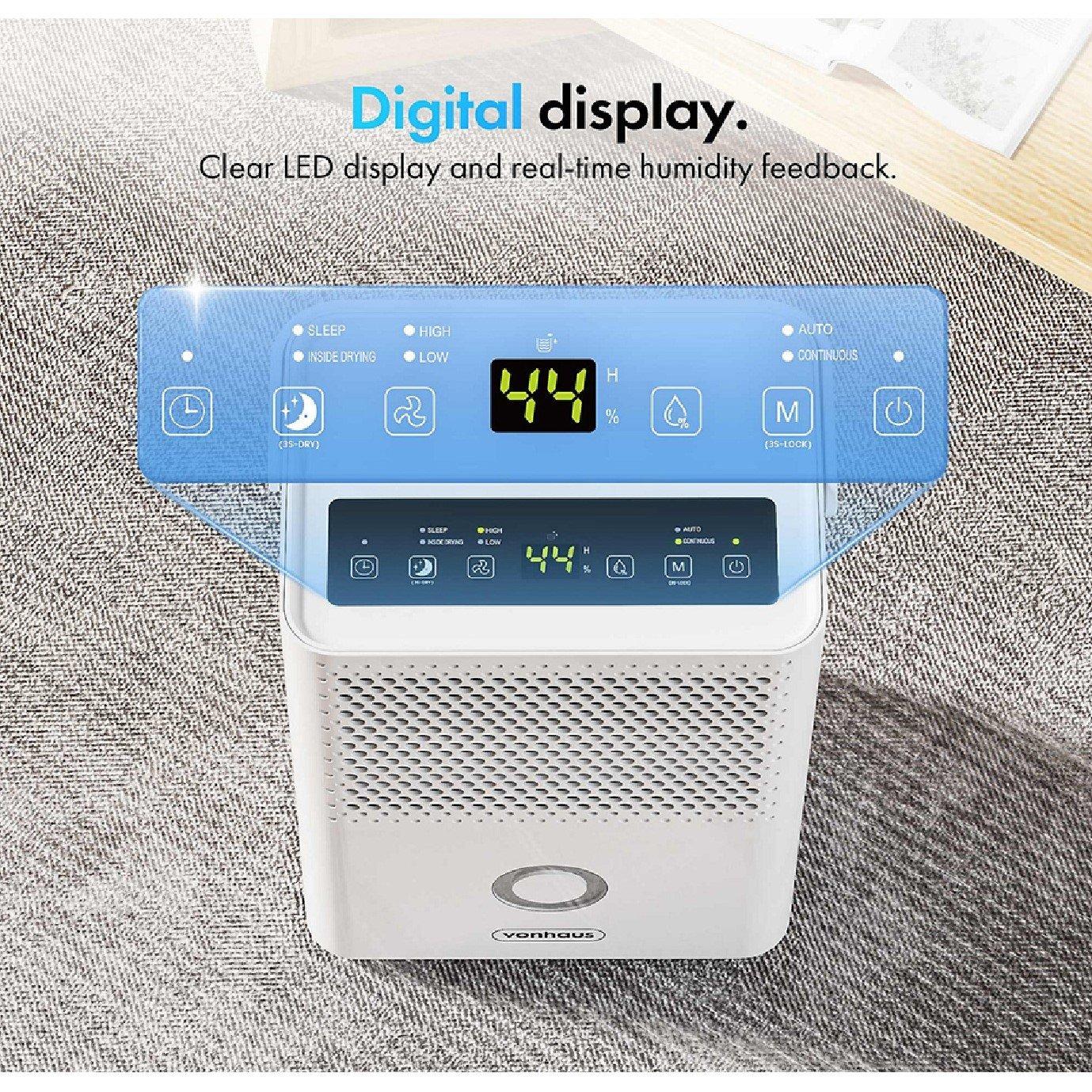 White - VonHaus - 6L Mini Dehumidifier With Laundry Mode - 5