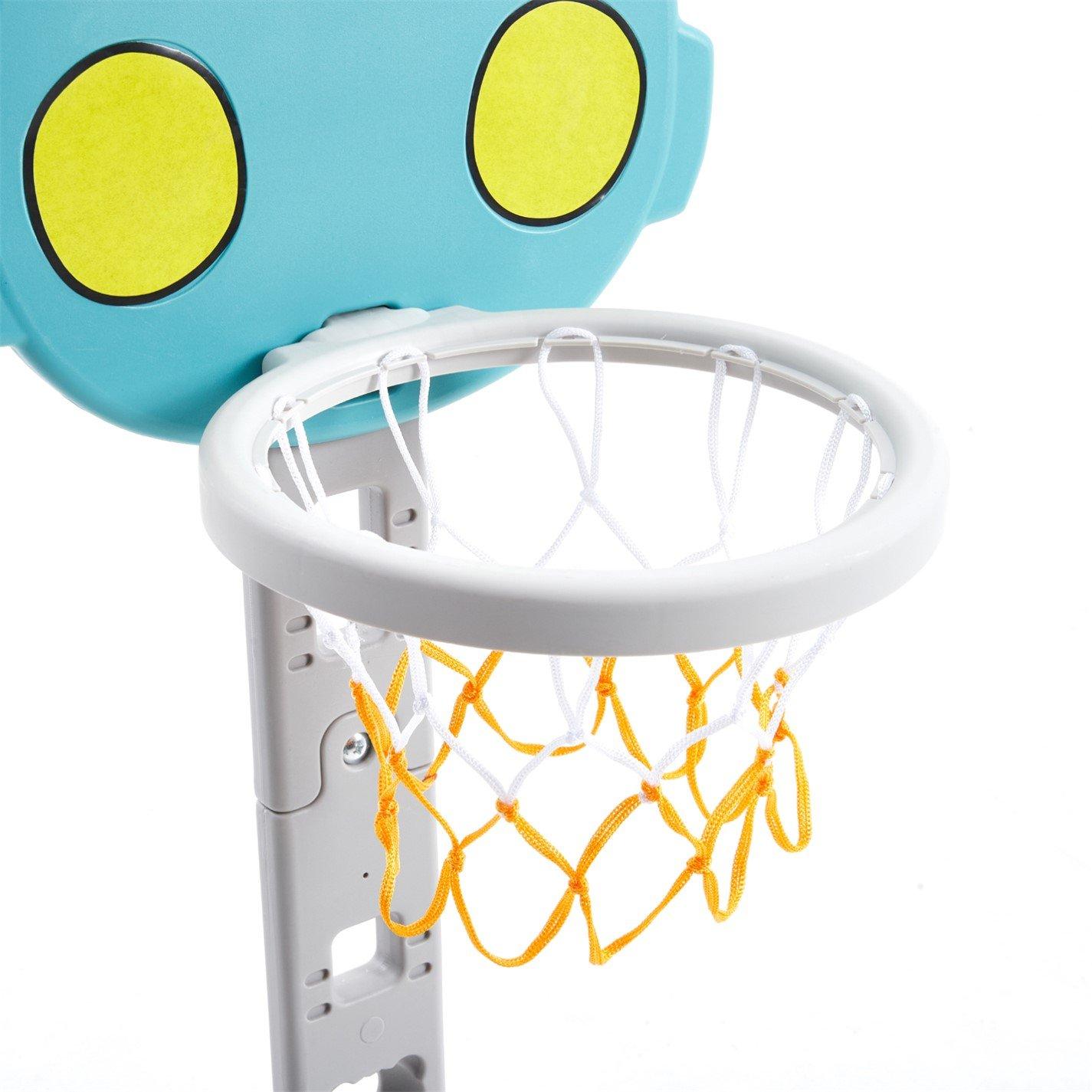 Blue - KIDKID - Adjustable Kids Basketball Hoop with Football Goal - 5