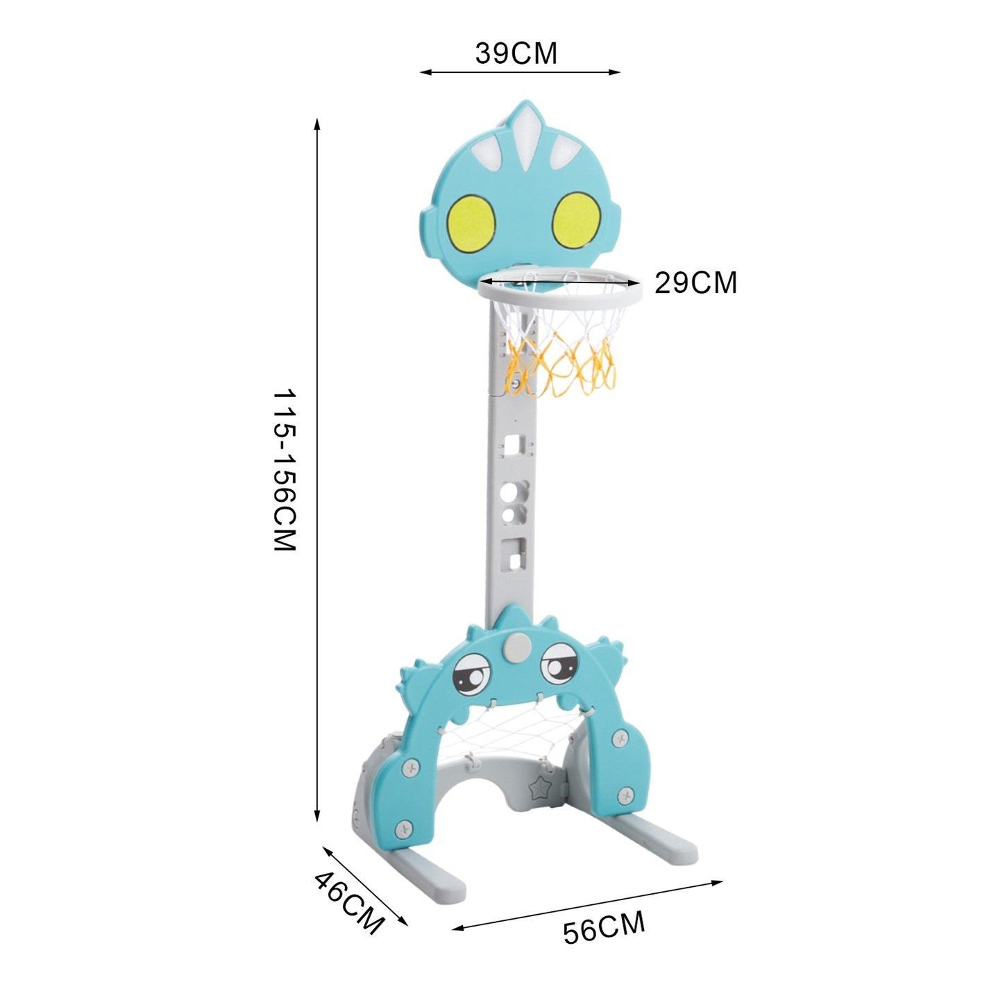 Blue - KIDKID - Adjustable Kids Basketball Hoop with Football Goal - 10