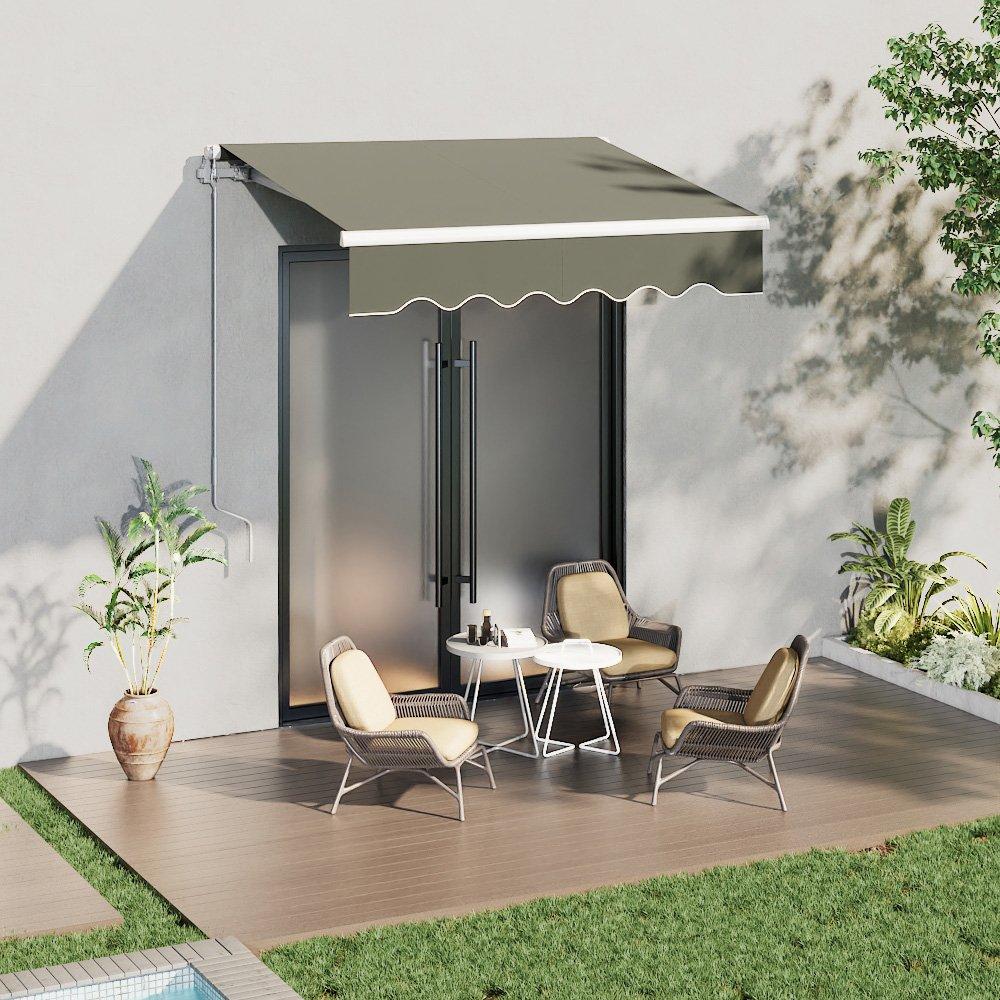 Grey - Breeins - 200cm Retractable Patio Door Fabric Awning Grey - 2