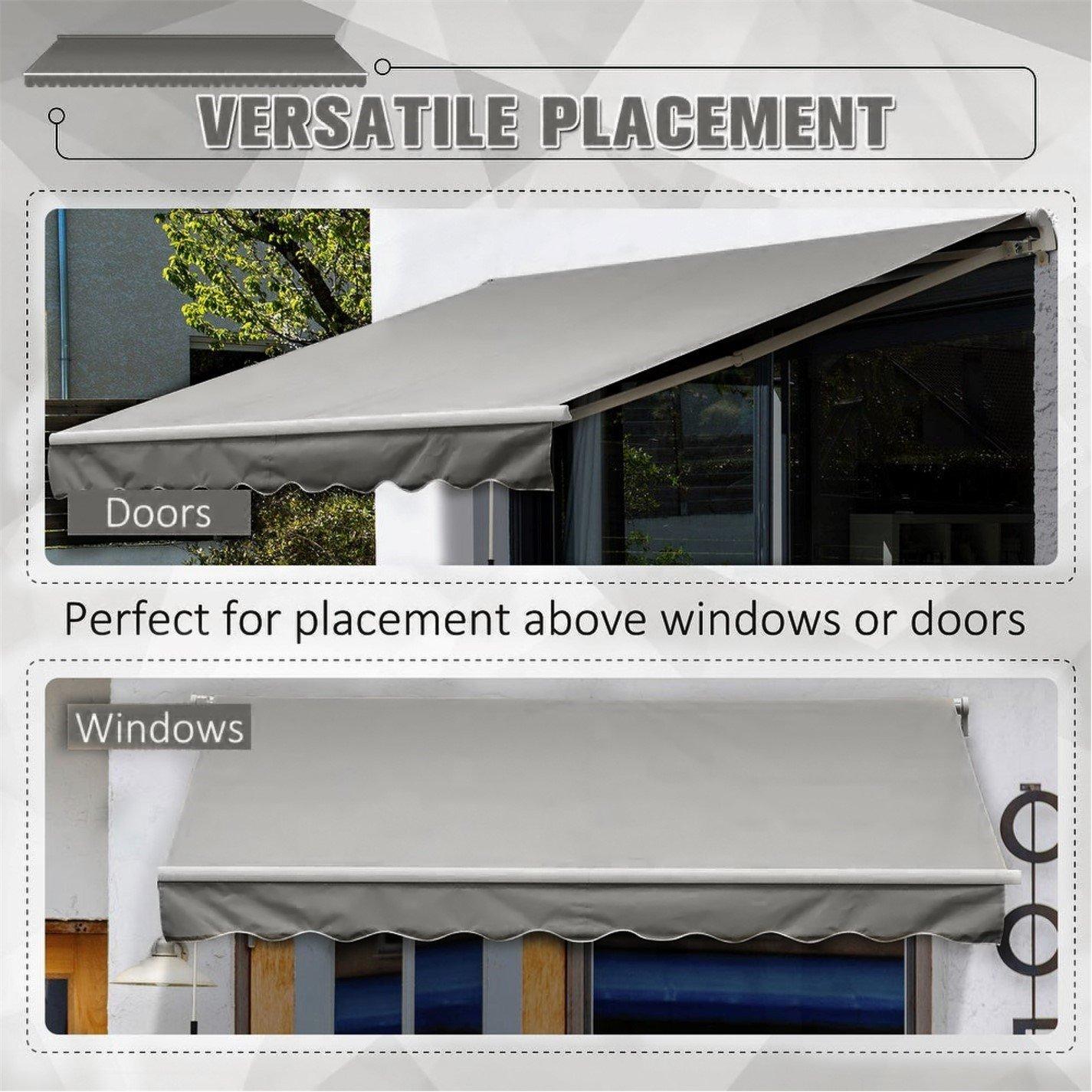 Grey - Breeins - 200cm Retractable Patio Door Fabric Awning Grey - 3