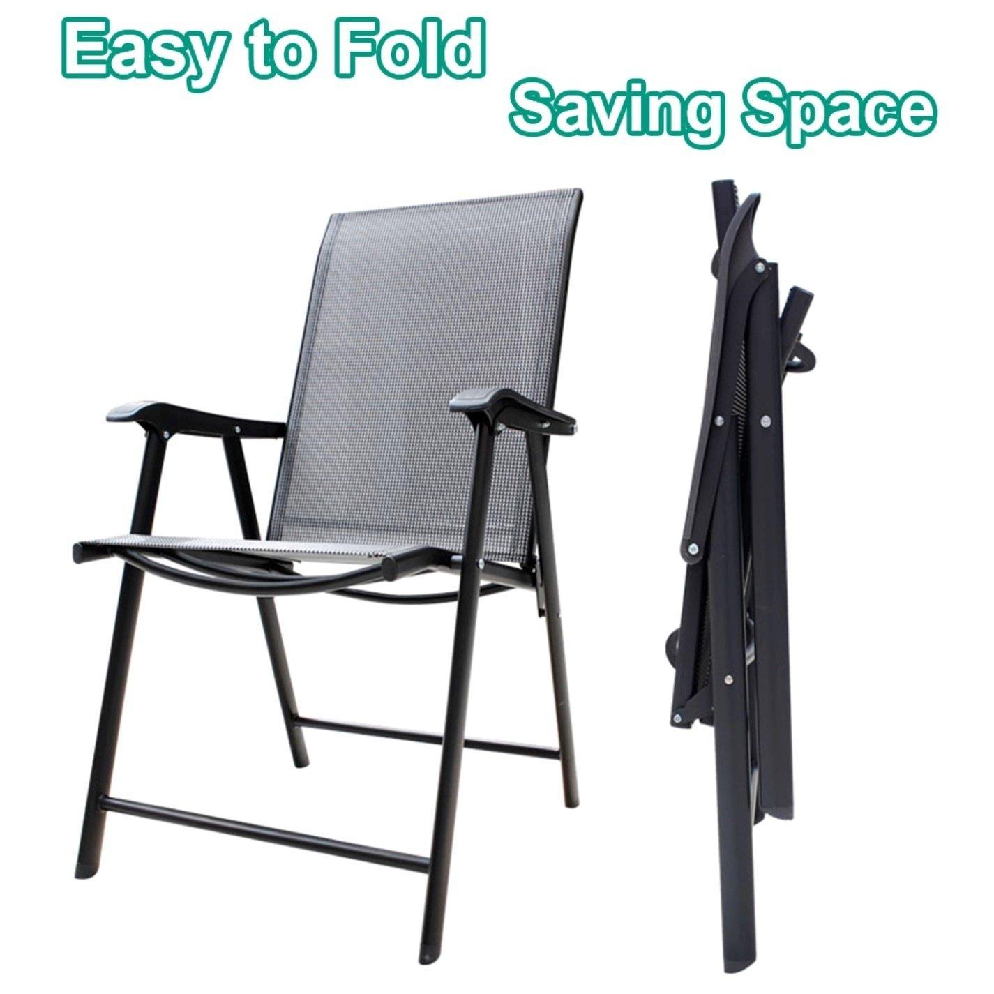Black - Breeins - Square Metallic Table with 4 Folding Chairs - 4