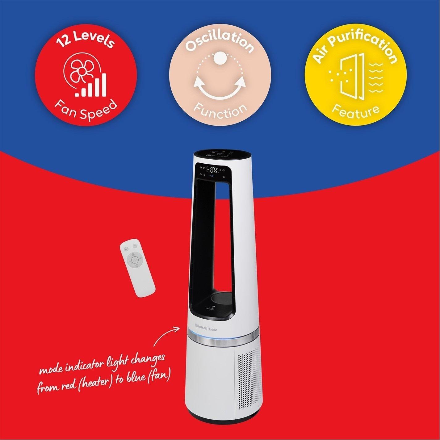 White - Russell Hobbs - Russell Hobbs Bladeless Fan Cool and Heat in White - 3