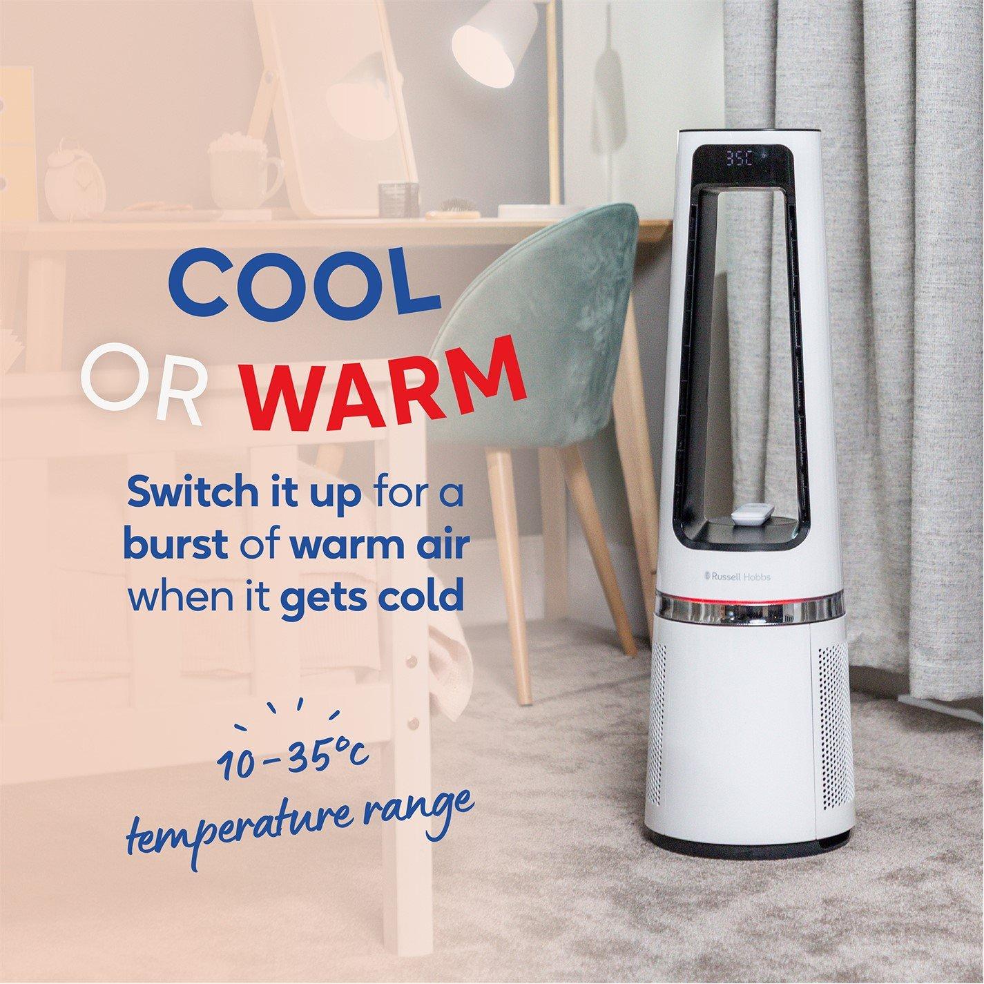 White - Russell Hobbs - Russell Hobbs Bladeless Fan Cool and Heat in White - 8