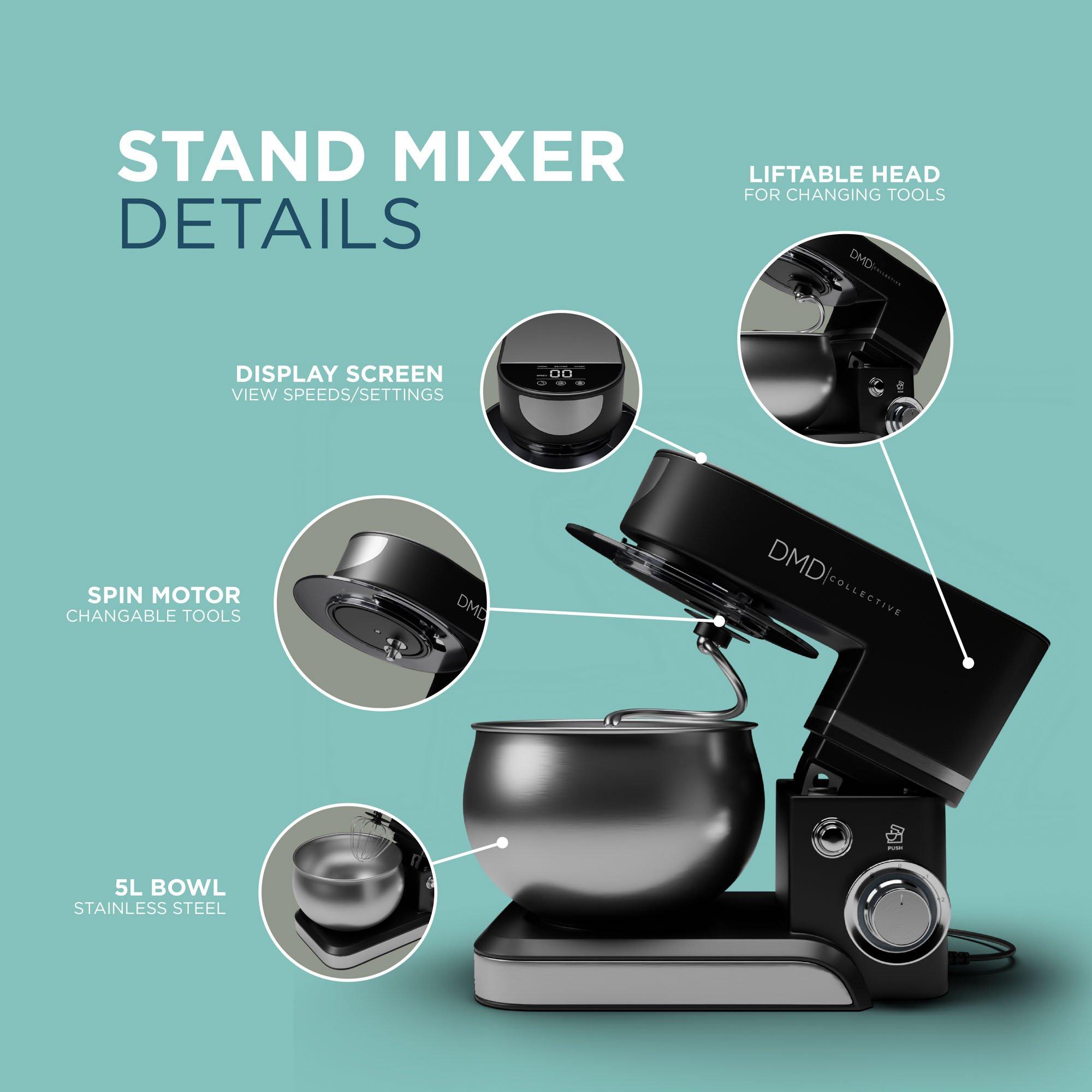 Black - DMD Collective - Stand Mixer - 5L with Six Speeds and Tilt-Head - 4