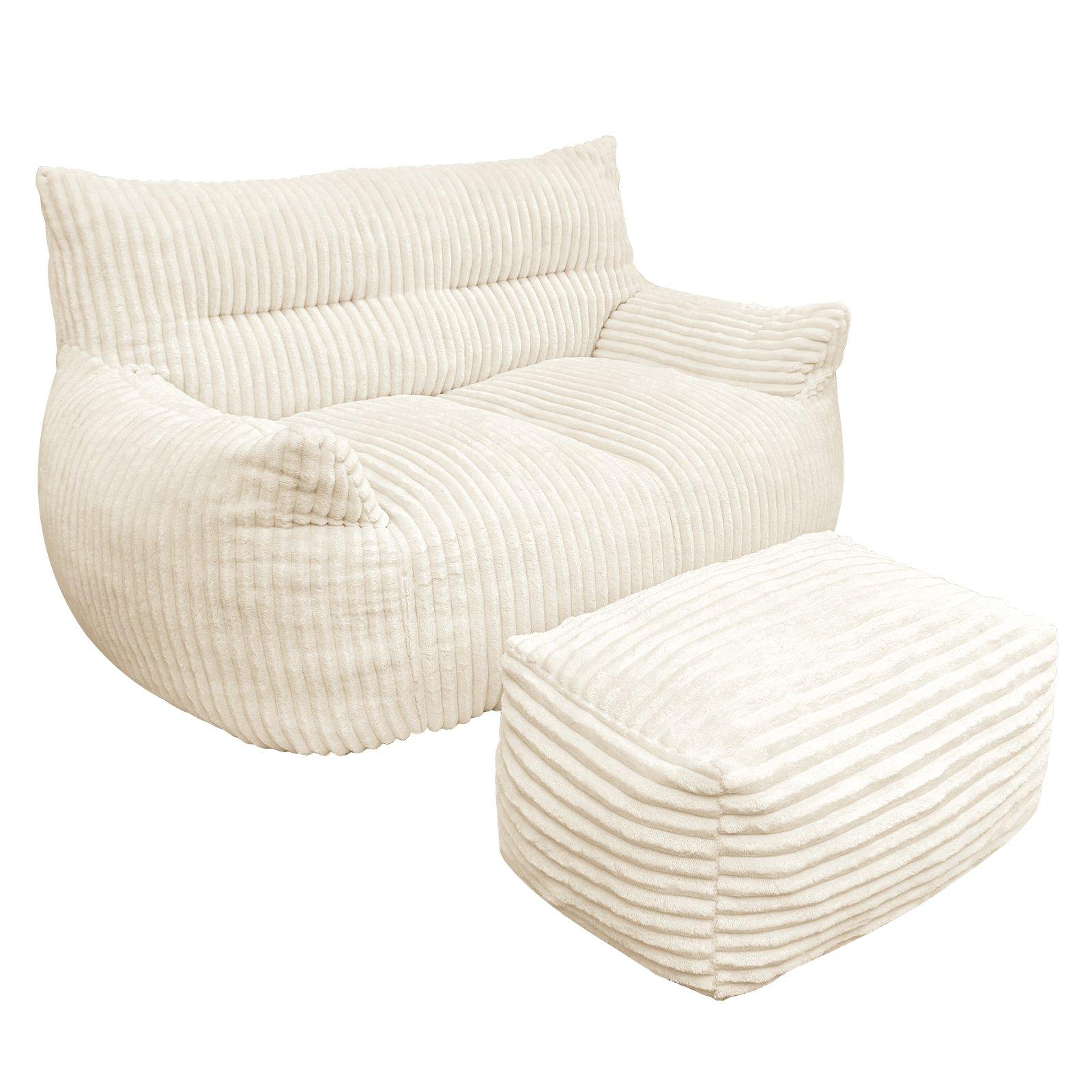 White - Urban Meuble - SOFA Corduroy  with Ottoman - 12