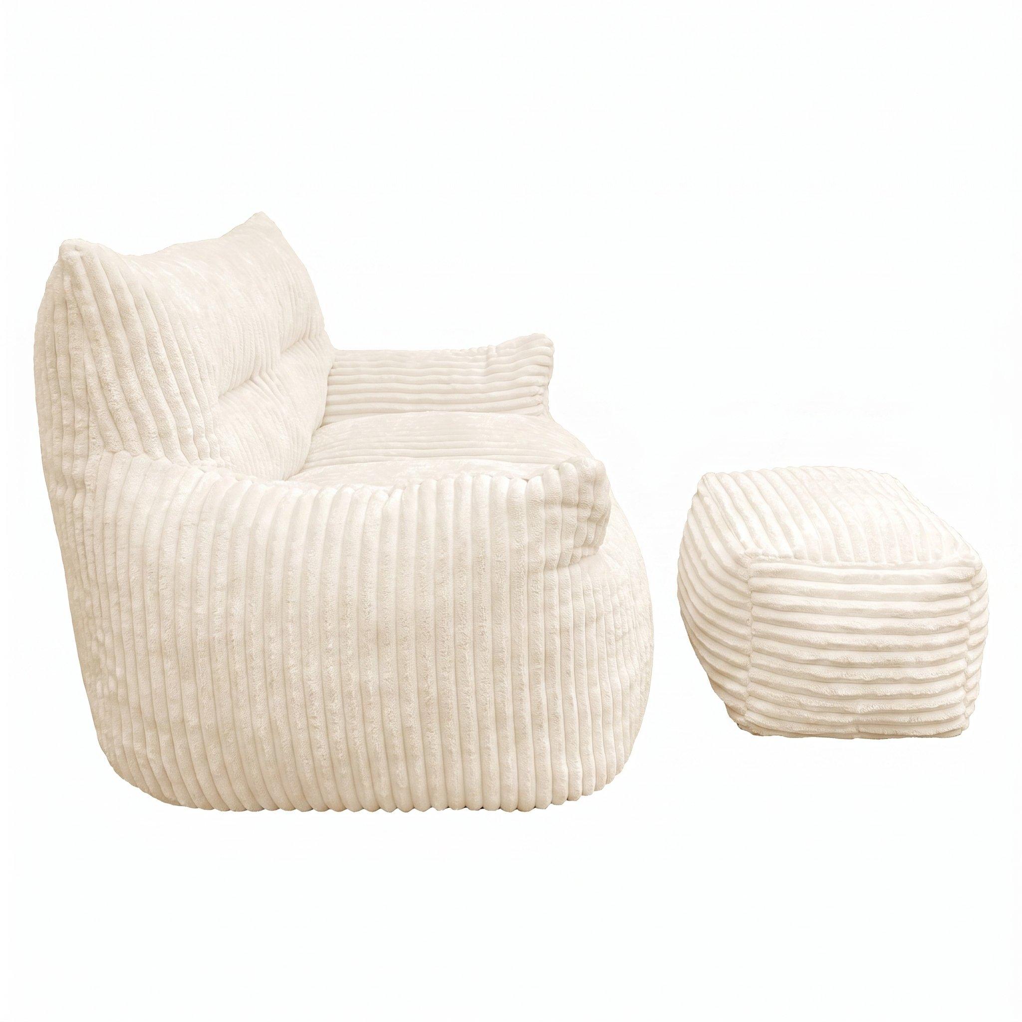 White - Urban Meuble - SOFA Corduroy  with Ottoman - 13