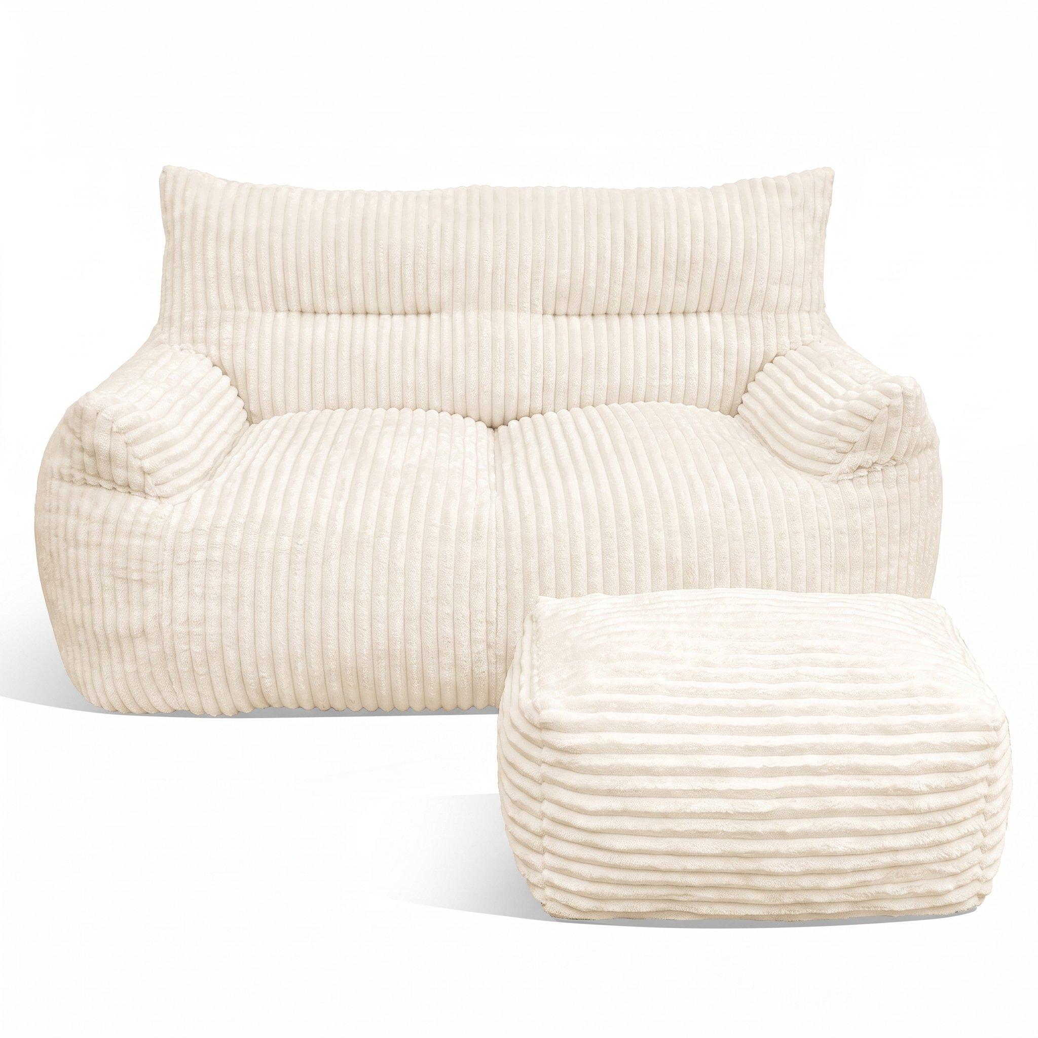 White - Urban Meuble - SOFA Corduroy  with Ottoman - 5