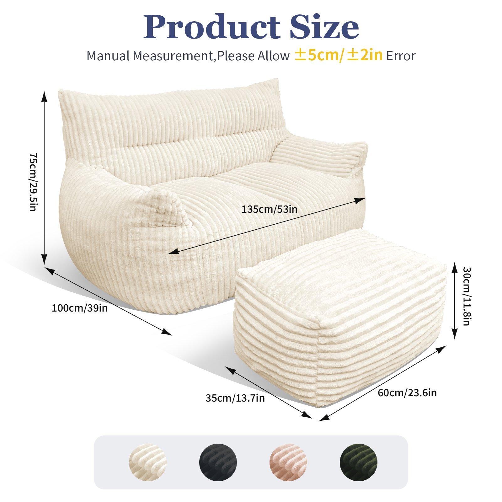 White - Urban Meuble - SOFA Corduroy  with Ottoman - 6