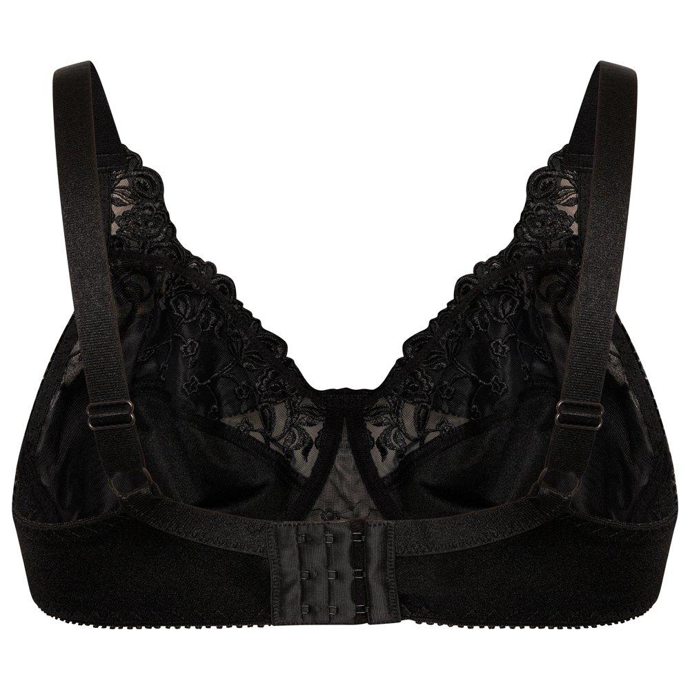 Black - Valbonne - Lace Satin Underwired Bra - 2