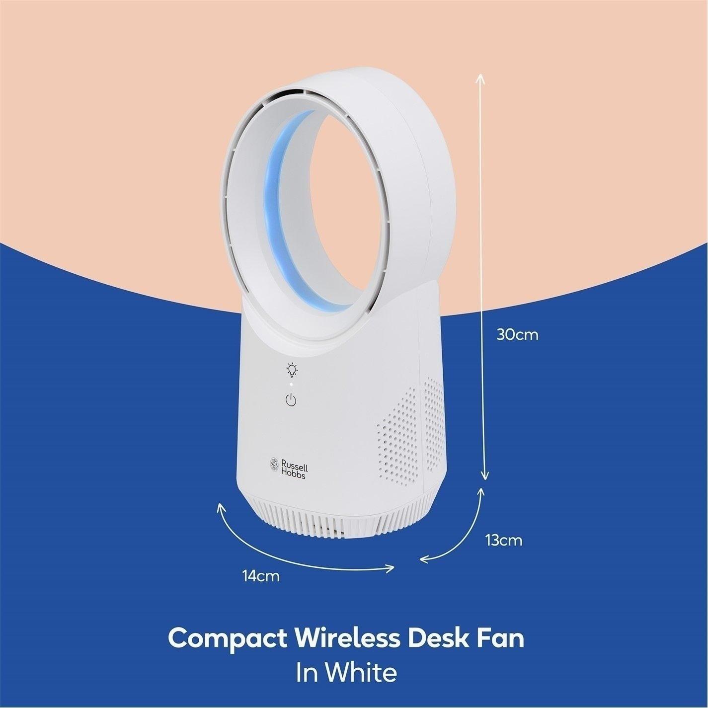 White - Russell Hobbs - RHBLDLUSB25 Wireless Desk Fan in White - 2