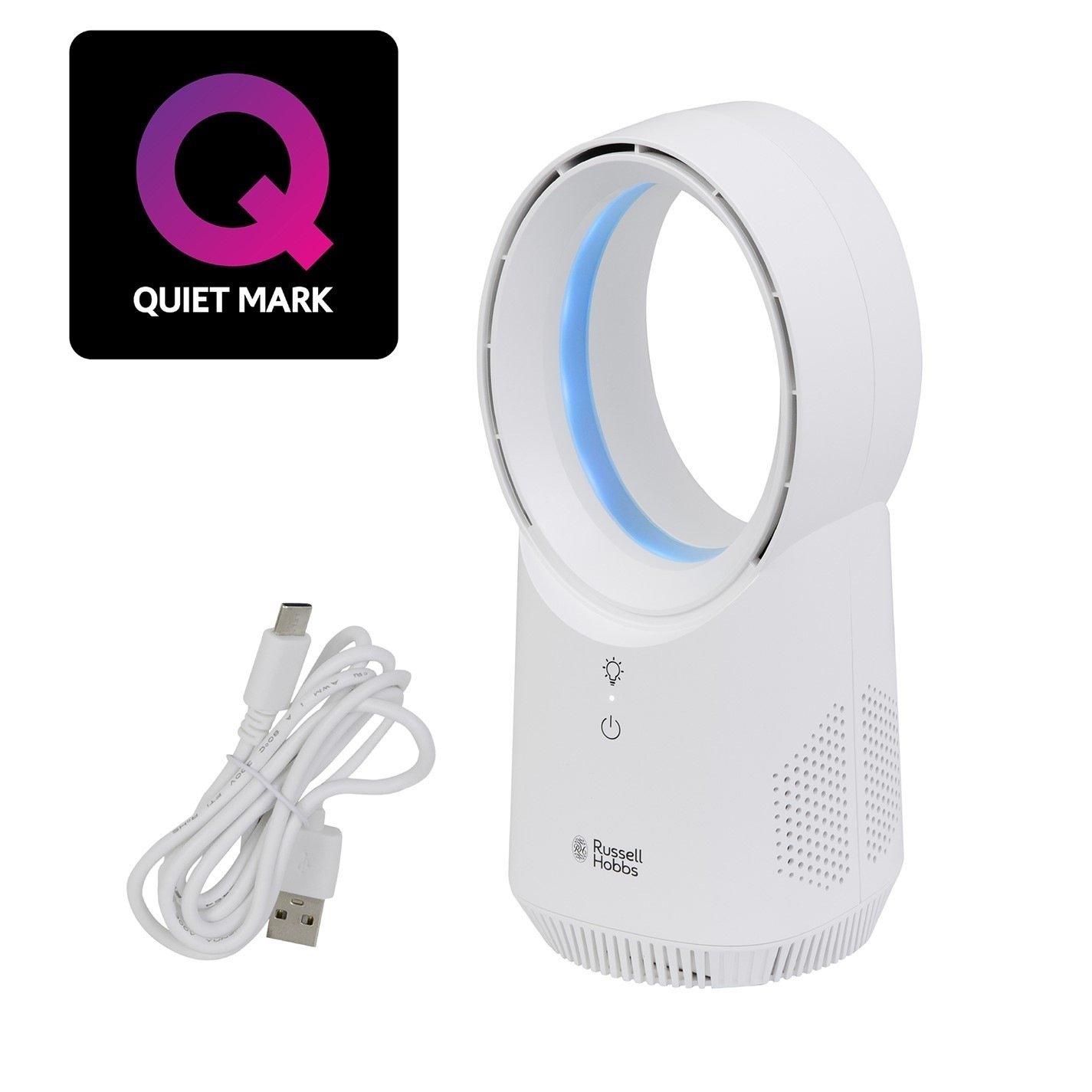 White - Russell Hobbs - RHBLDLUSB25 Wireless Desk Fan in White - 11