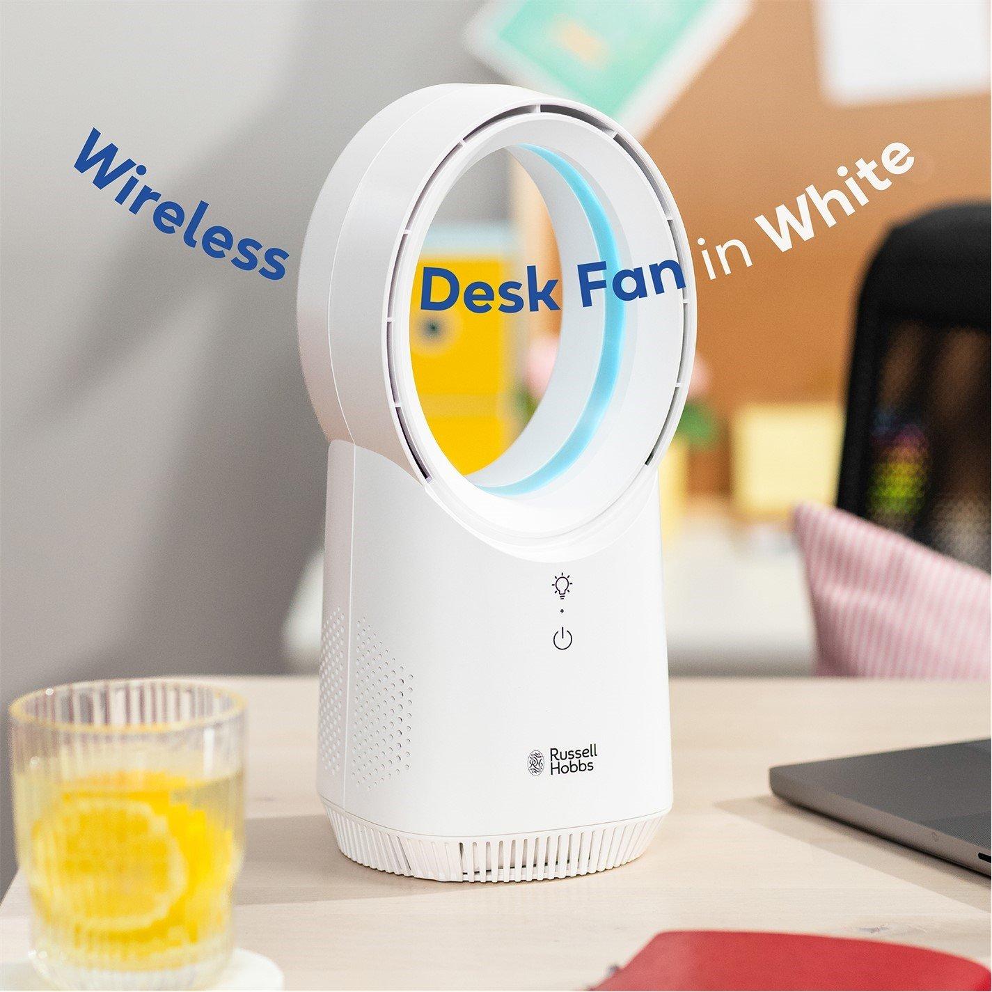 White - Russell Hobbs - RHBLDLUSB25 Wireless Desk Fan in White - 3