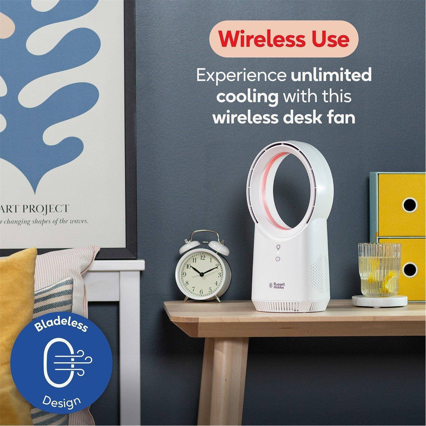White - Russell Hobbs - RHBLDLUSB25 Wireless Desk Fan in White - 5