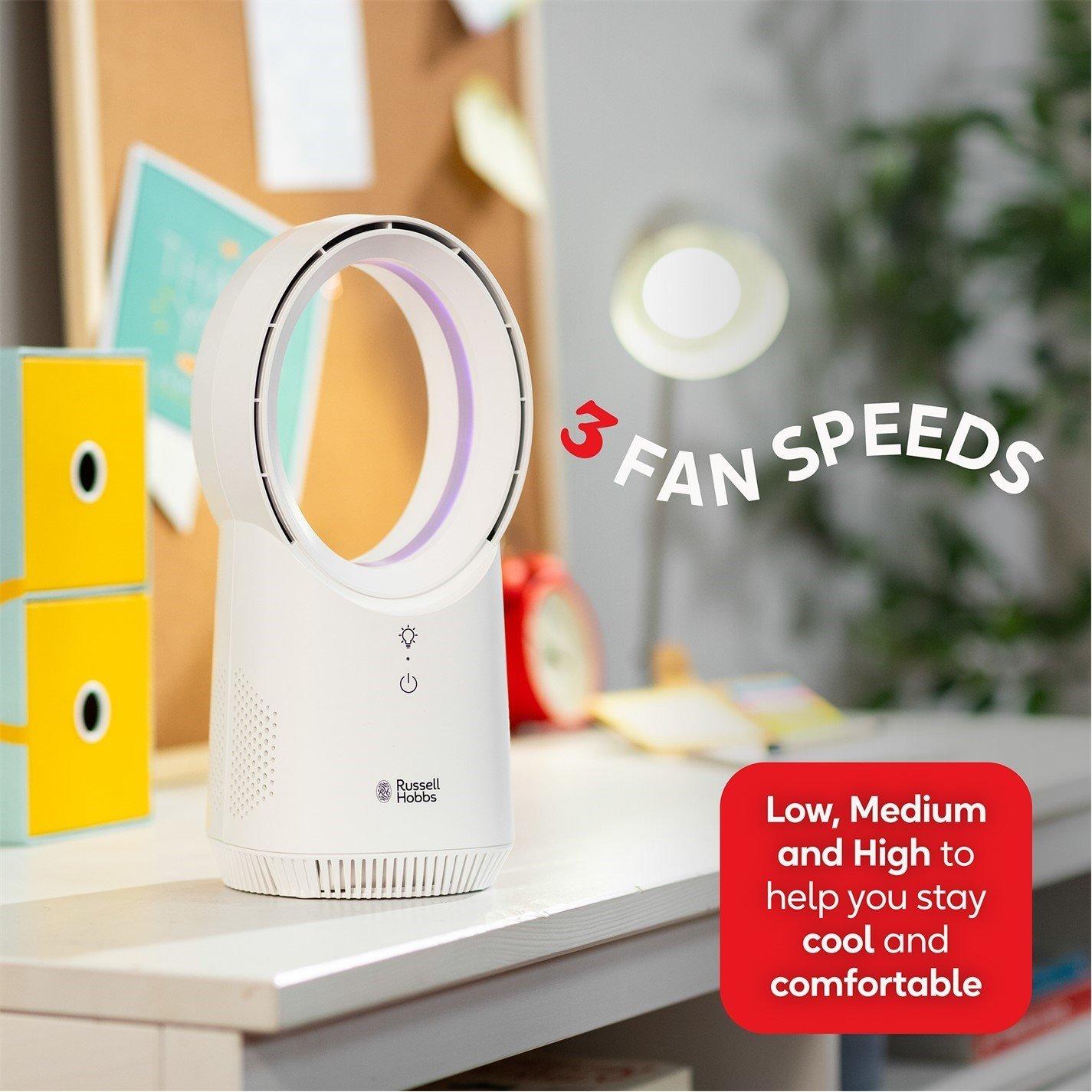 White - Russell Hobbs - RHBLDLUSB25 Wireless Desk Fan in White - 9