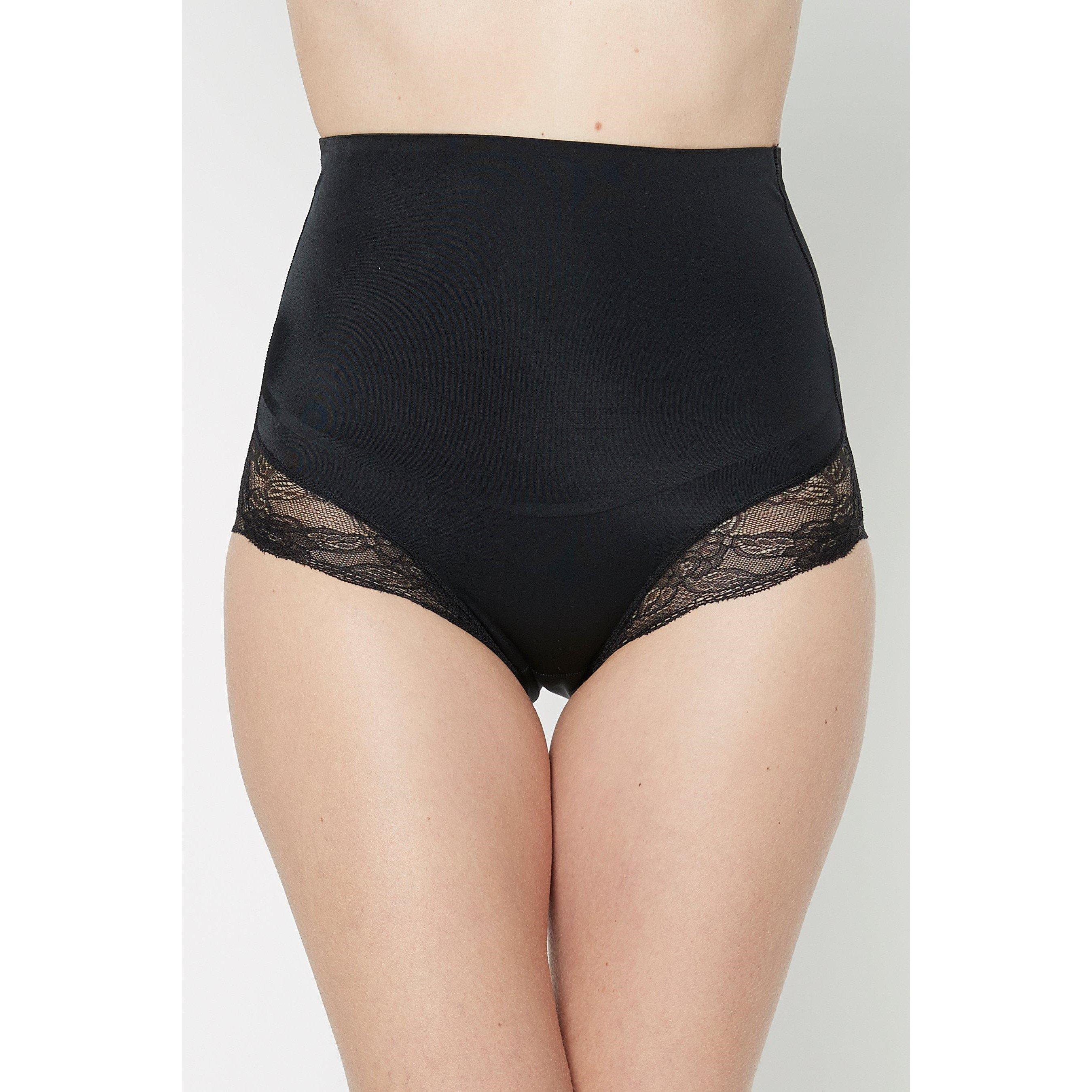 Black - Bodyfit - Medium Control Lace Edge High Waist Full Brief - 1
