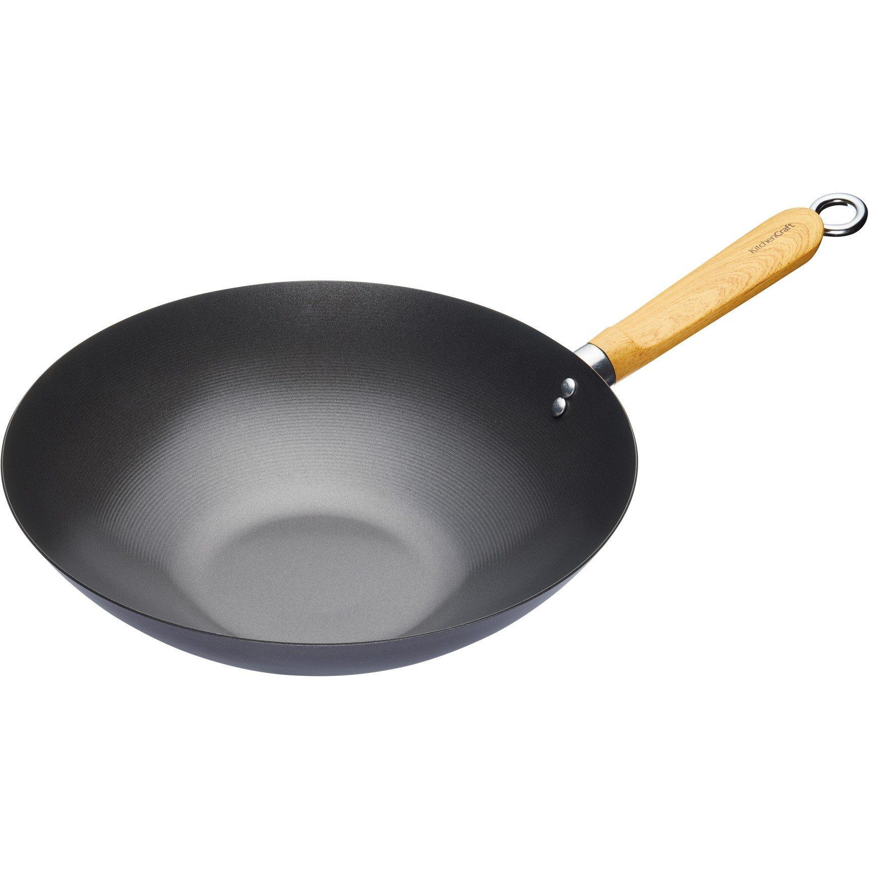 Black - KitchenCraft - KitchenCraft Carbon Steel Non-Stick Wok - 1