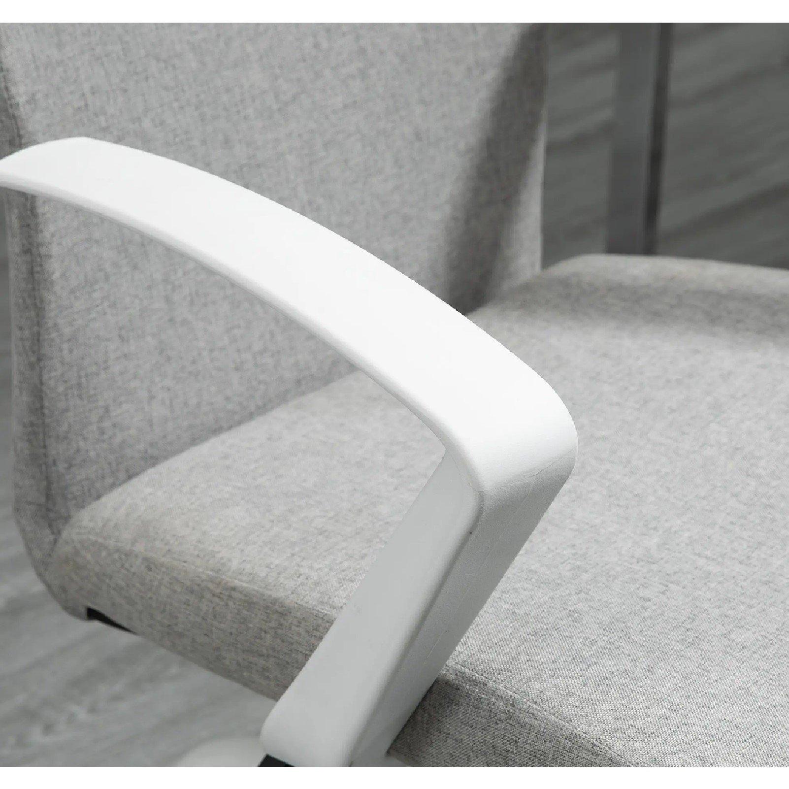 Grey - HOMCOM - Vinsetto Swivel Office Chair Linen - 9