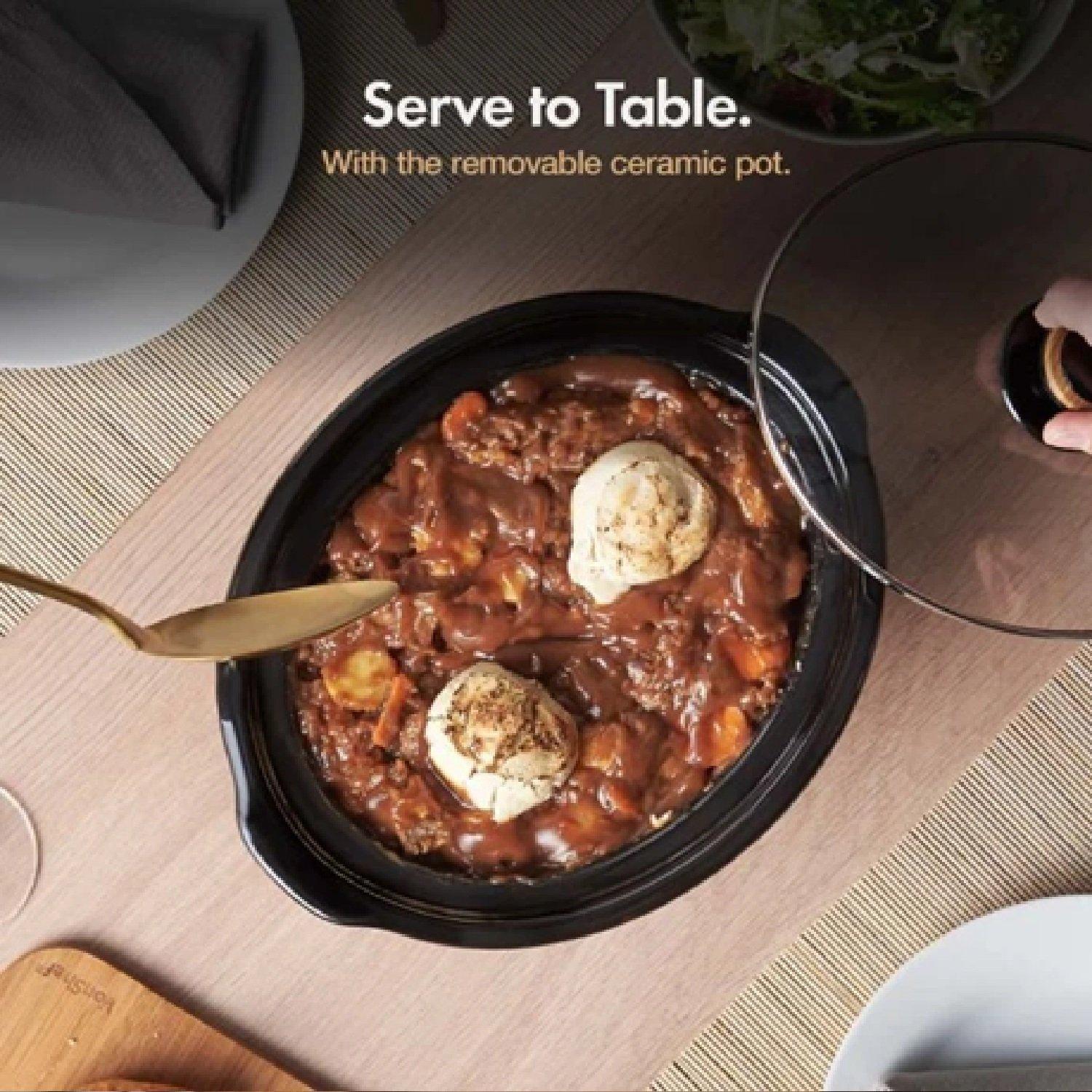 Black - VonHaus - Fika Black & Wood 3.5L Slow Cooker - 4