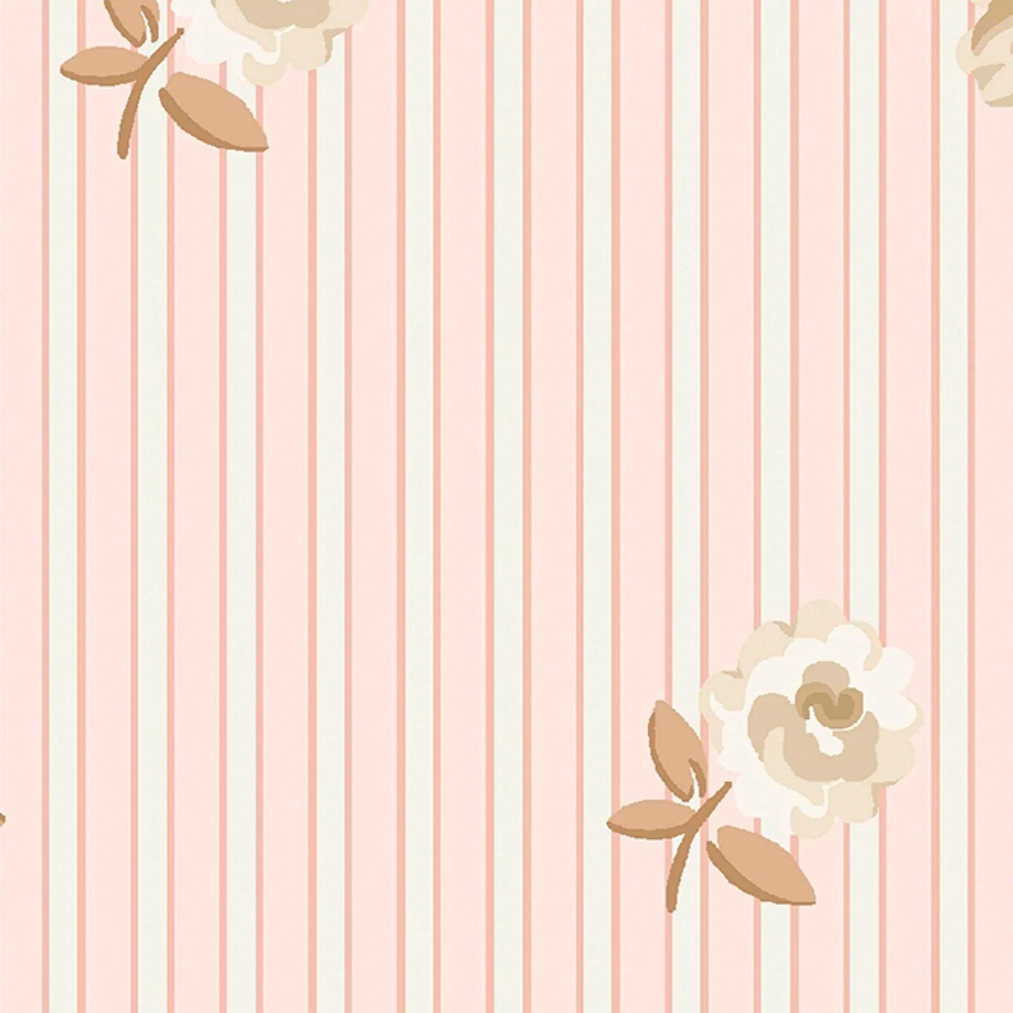 Pink - Cath Kidston - Rose Spaced Stripe Blue Wallpaper - 4