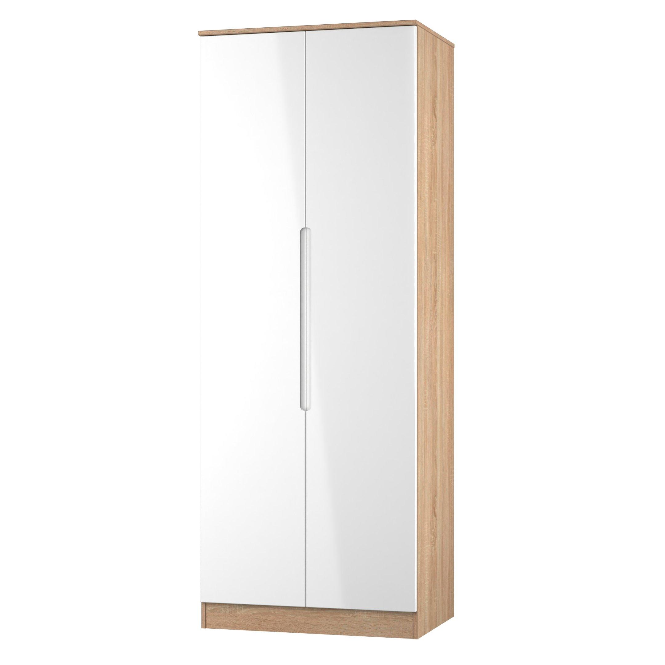 White & Oak - Welcome Furniture - Milan Tall Double Wardrobe - Ready Assembled - 3