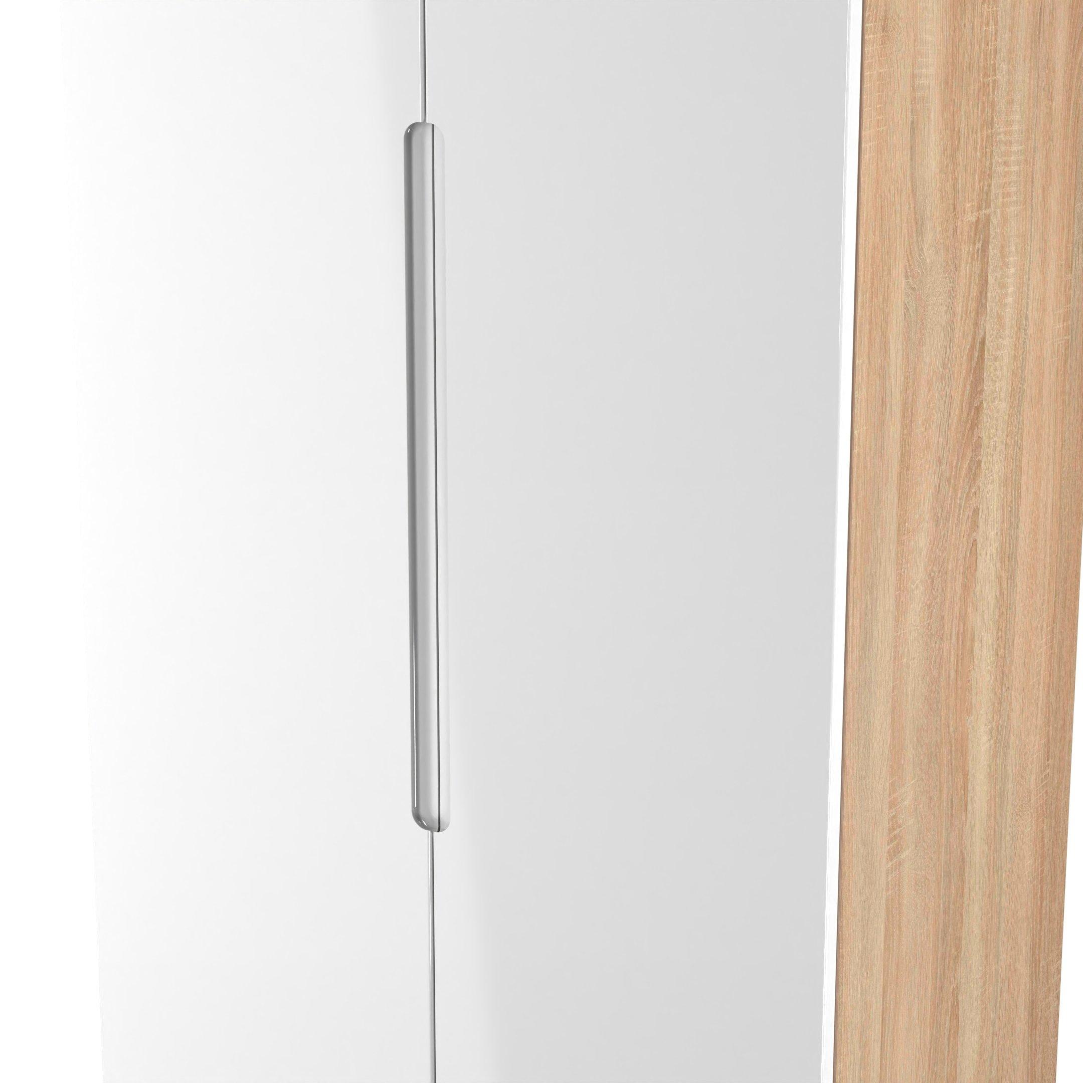 White & Oak - Welcome Furniture - Milan Tall Double Wardrobe - Ready Assembled - 4