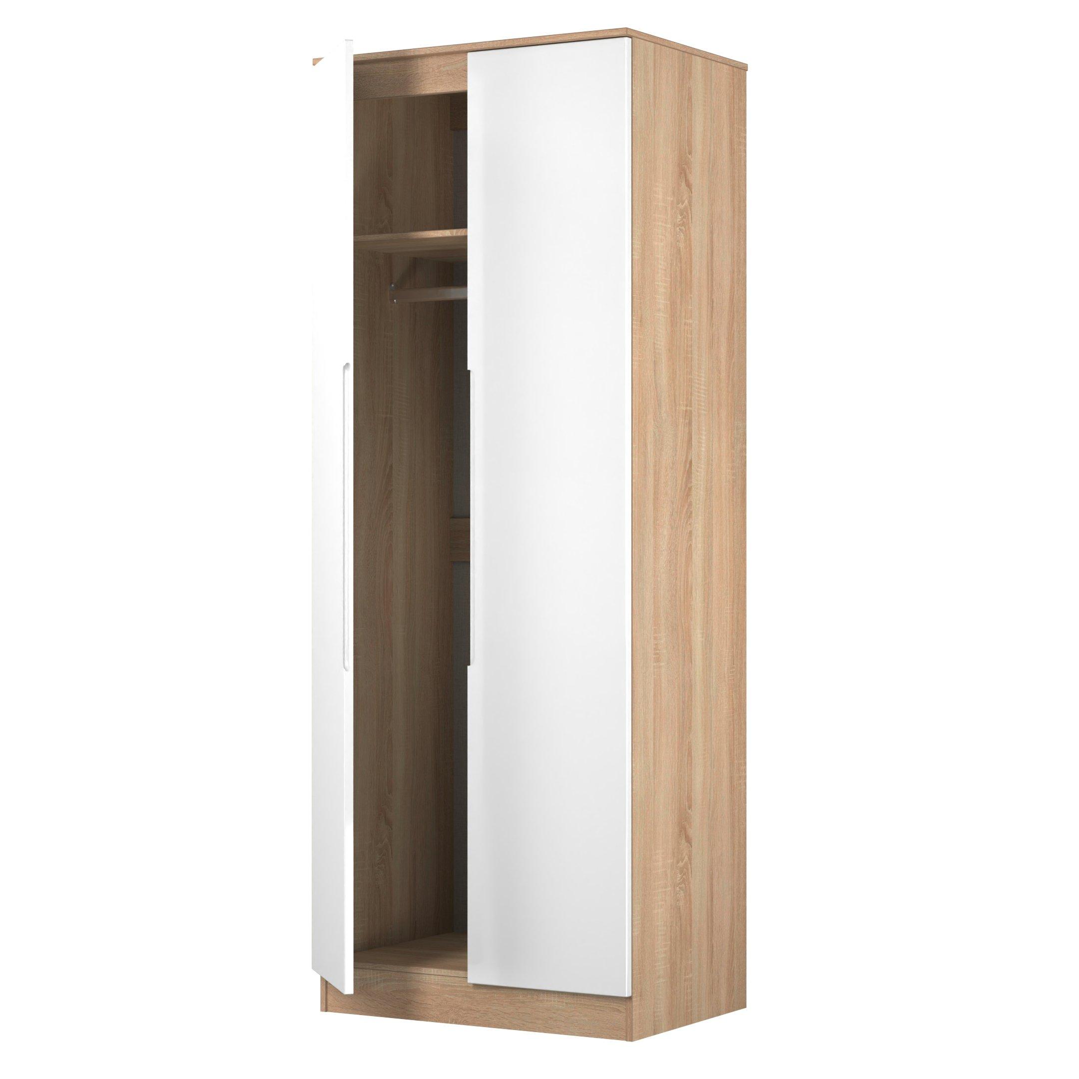 White & Oak - Welcome Furniture - Milan Tall Double Wardrobe - Ready Assembled - 5