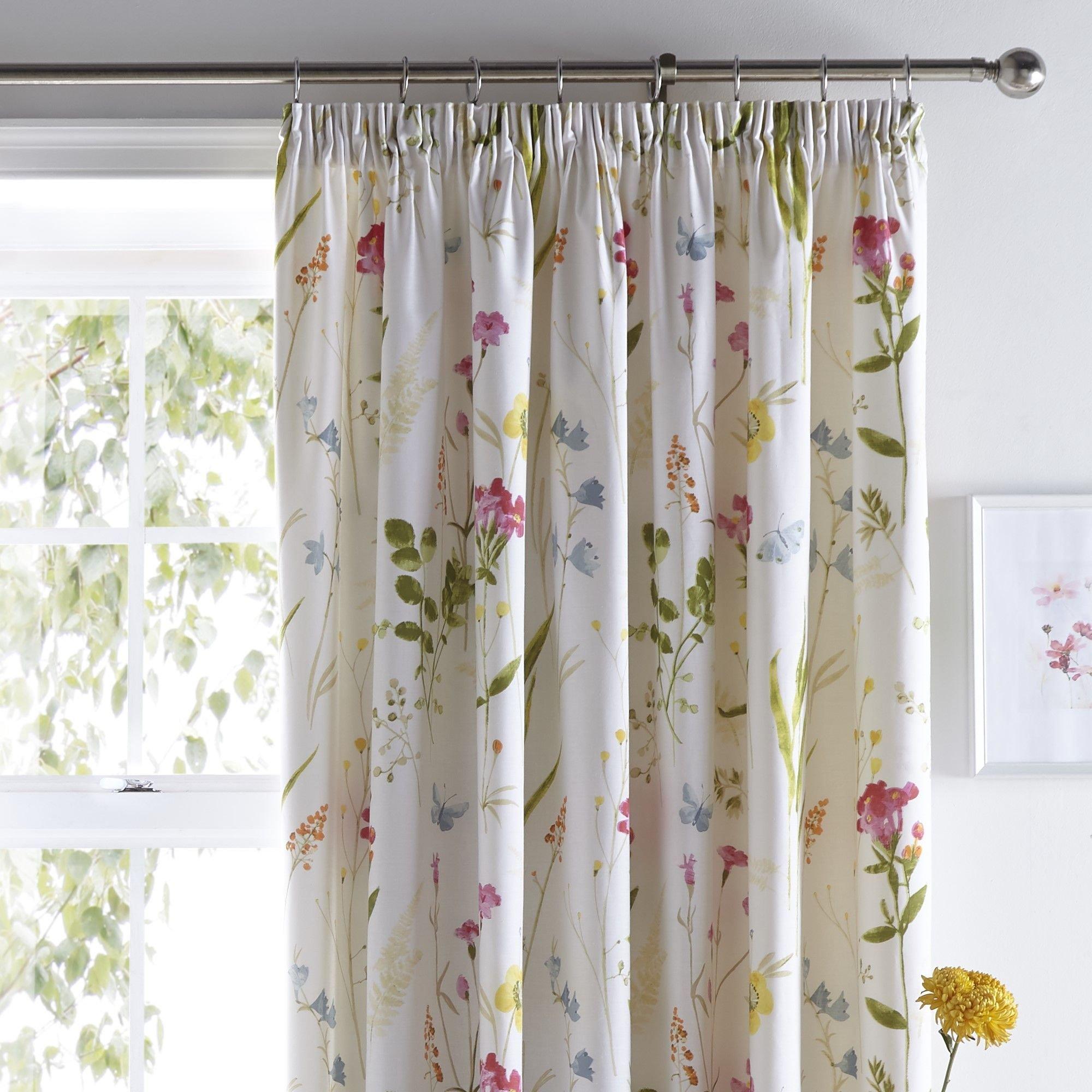 Multicolour - Dreams and Drapes - Spring Glade Pair of Pencil Pleat Curtains - 2