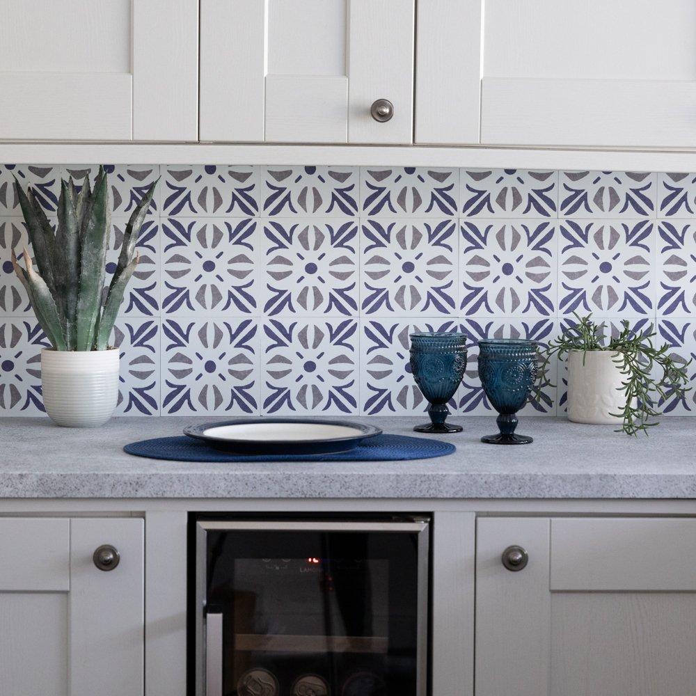 Blue - D C Fix - Self Adhesive Vinyl Wall Tiles Cubia Blue - 4