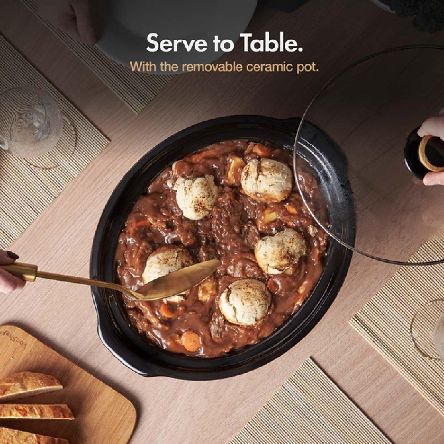 Black - VonHaus - Fika Black & Wood 6.5L Slow Cooker - 4