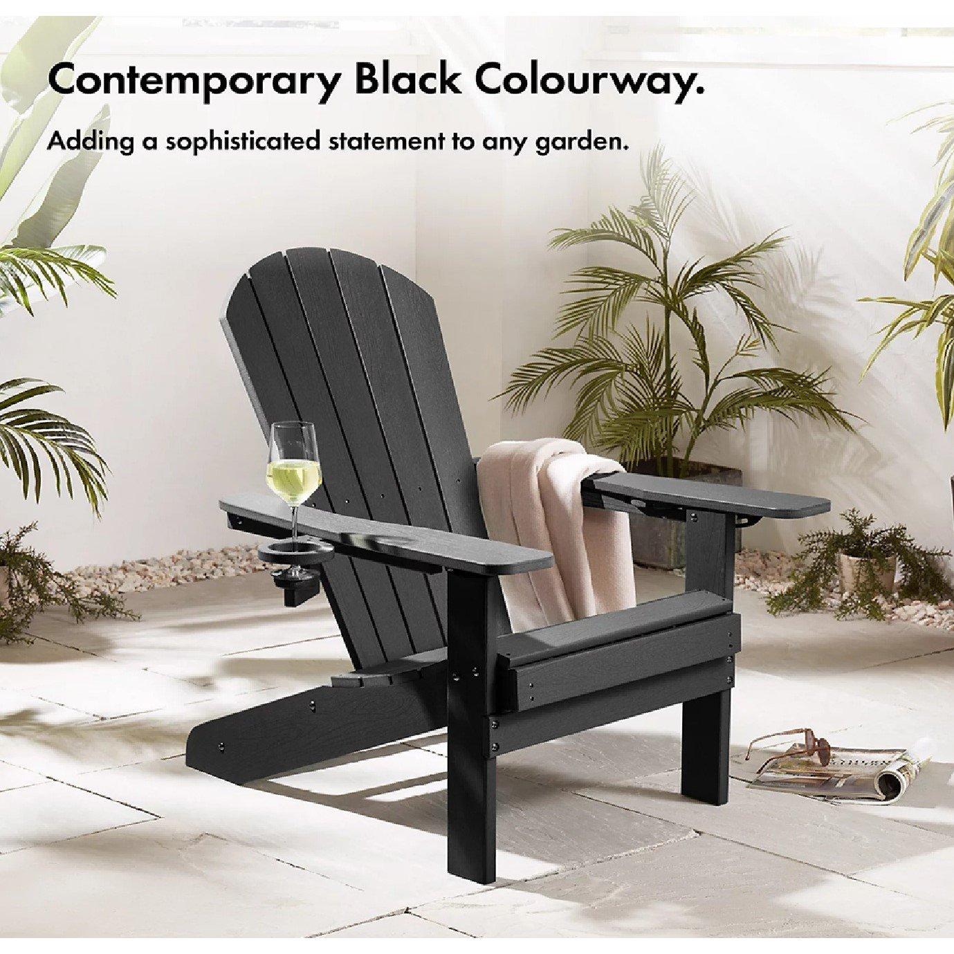Black - VonHaus - Westport Black Adirondack Chair - 2